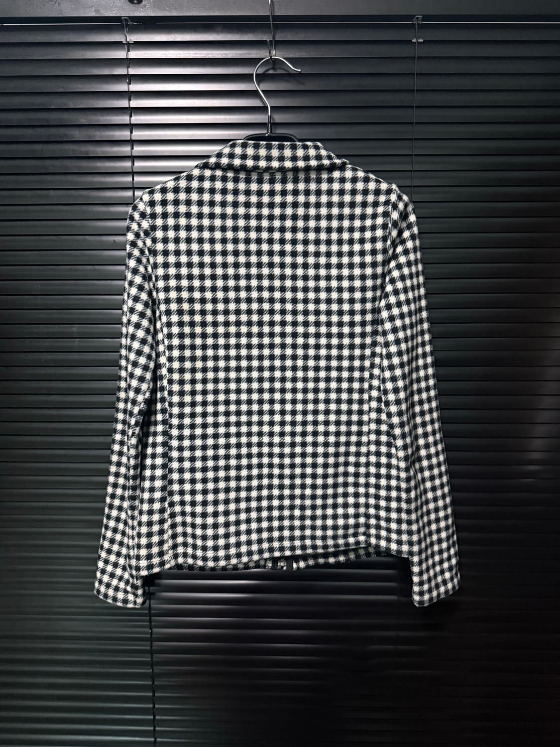 유니클로 깅엄 체크 바둑판 체커보드 후리스 플리스 방한 집업 블랙 화이트 상품이미지5