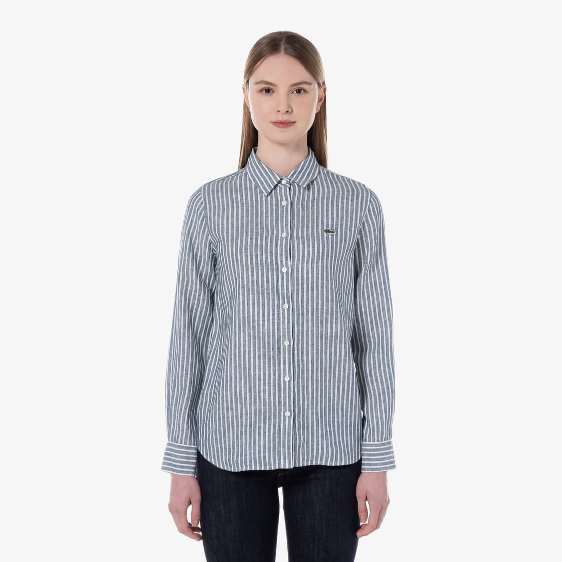 여성 95) 라코스테 신형 24ss 스트라이프 린넨 마 셔츠 남방 66 상품이미지2