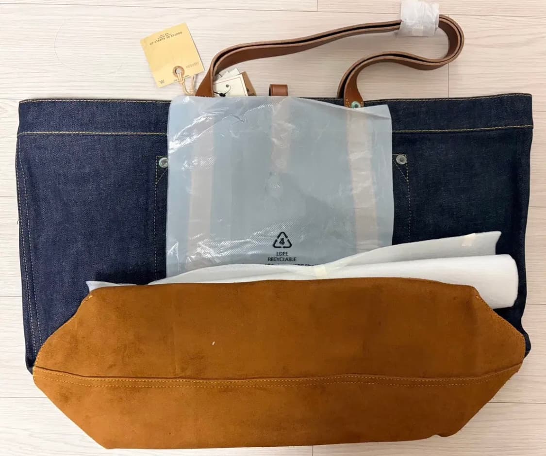 RRL 더블알엘 레더 트림 데님 토트백 상품이미지4