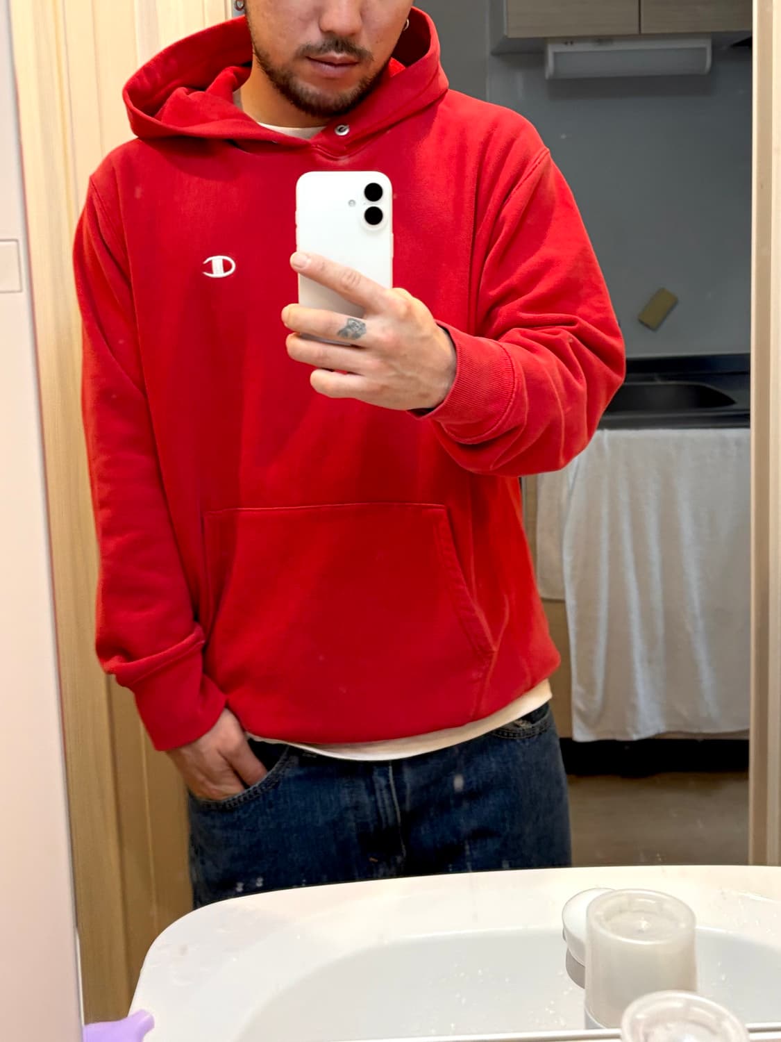 챔피언 후드티 레드  상품이미지1