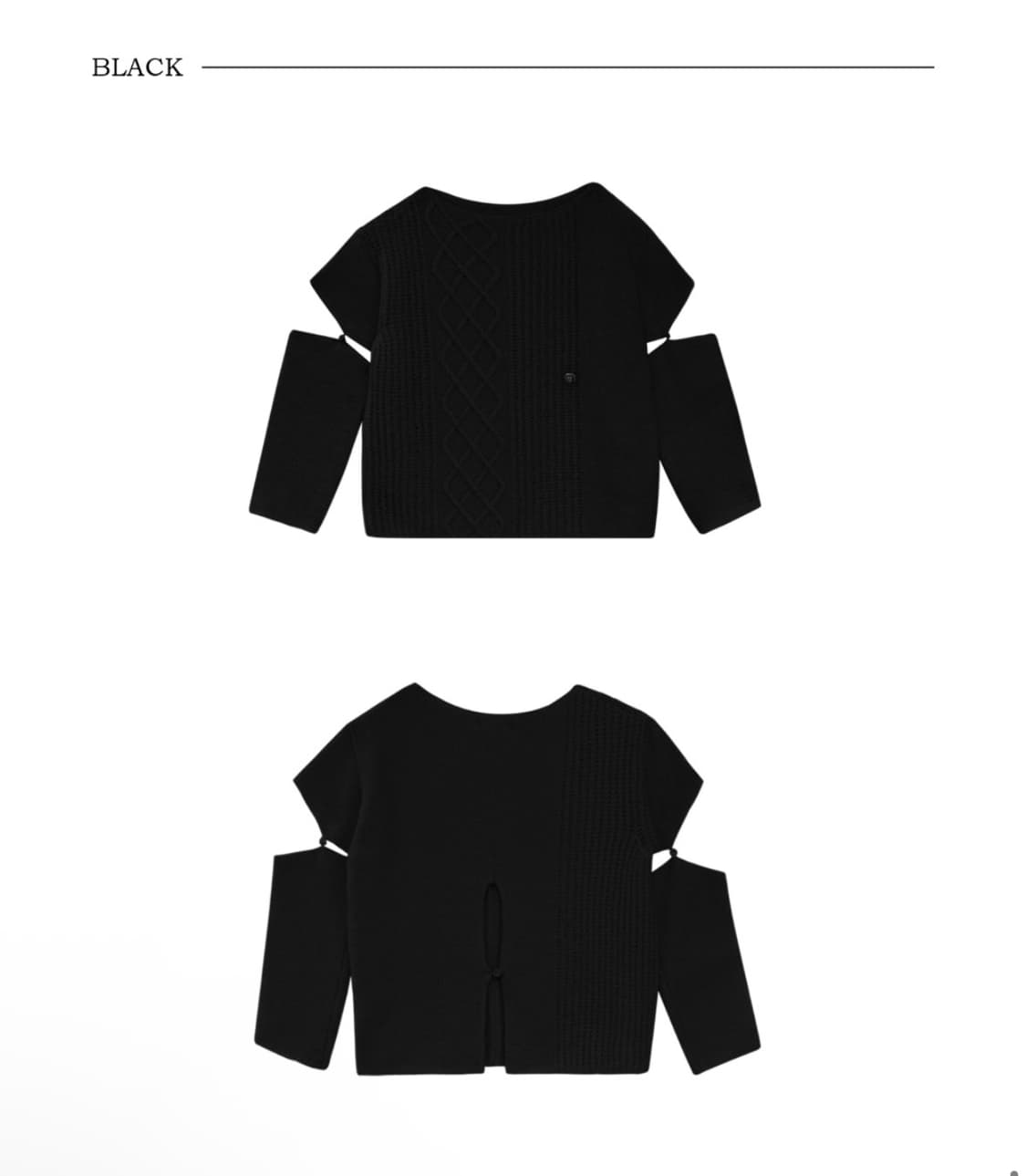 트리밍버드) Sleeve Slit Boat Neck Knit BK F 상품이미지2