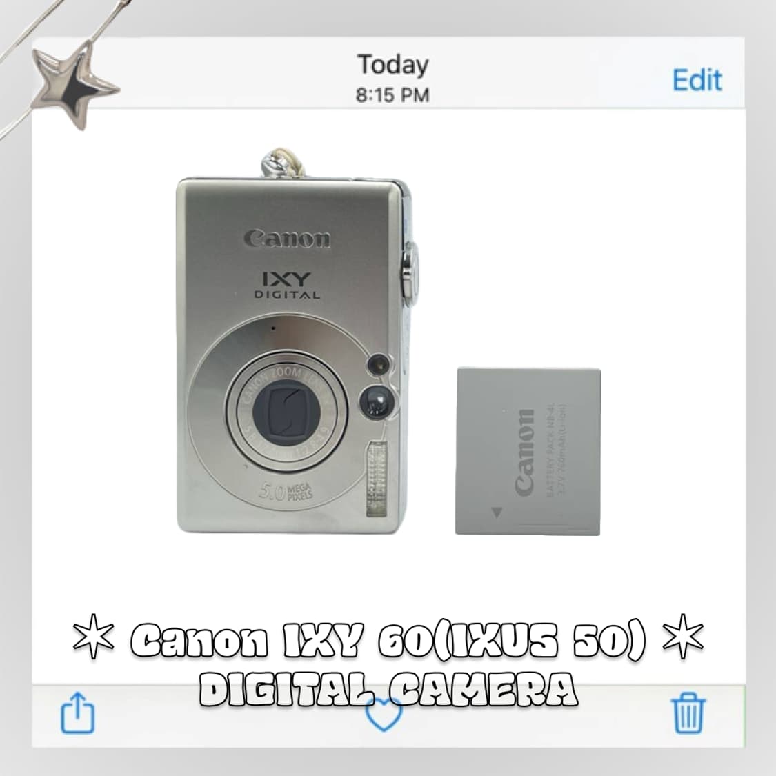 캐논 익시 IXY 60(익서스 IXUS 50) 빈티지 디카 실버 상품이미지2