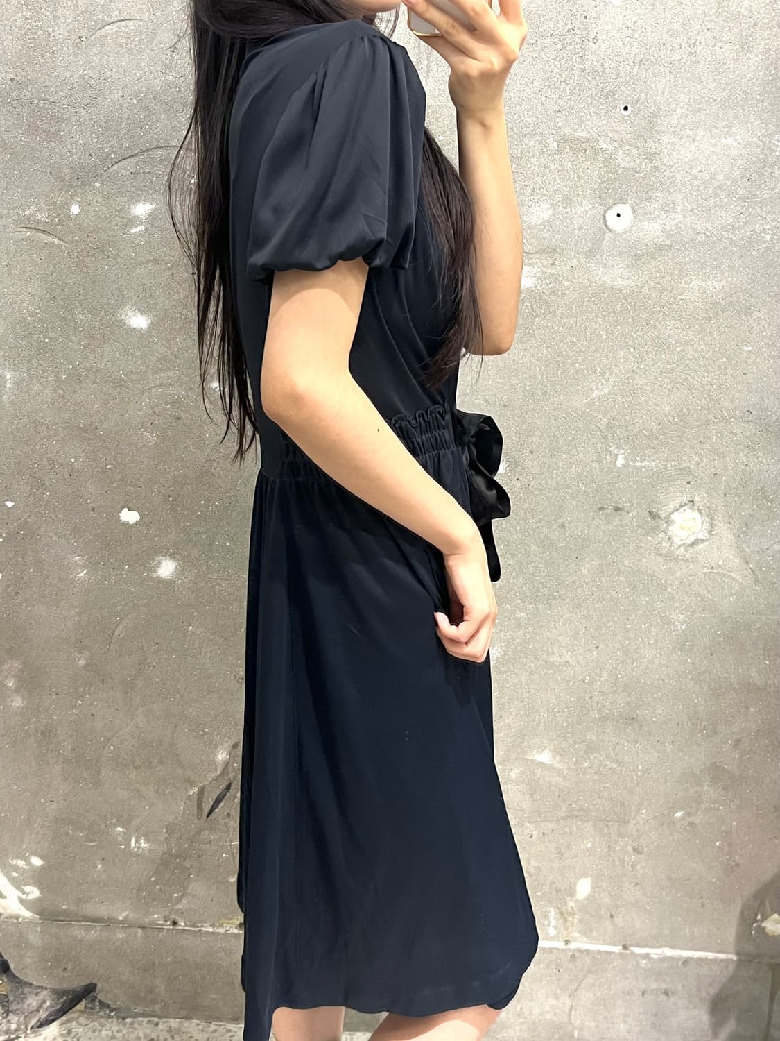 Courreges 꾸레쥬 네이비 퍼프 블라우스 원피스 상품이미지2