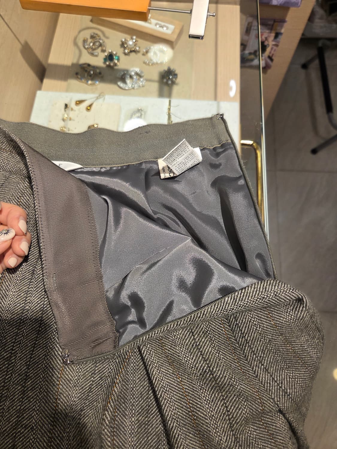 타임 울블랜딩 헤링본 주름 스커트 상품이미지9