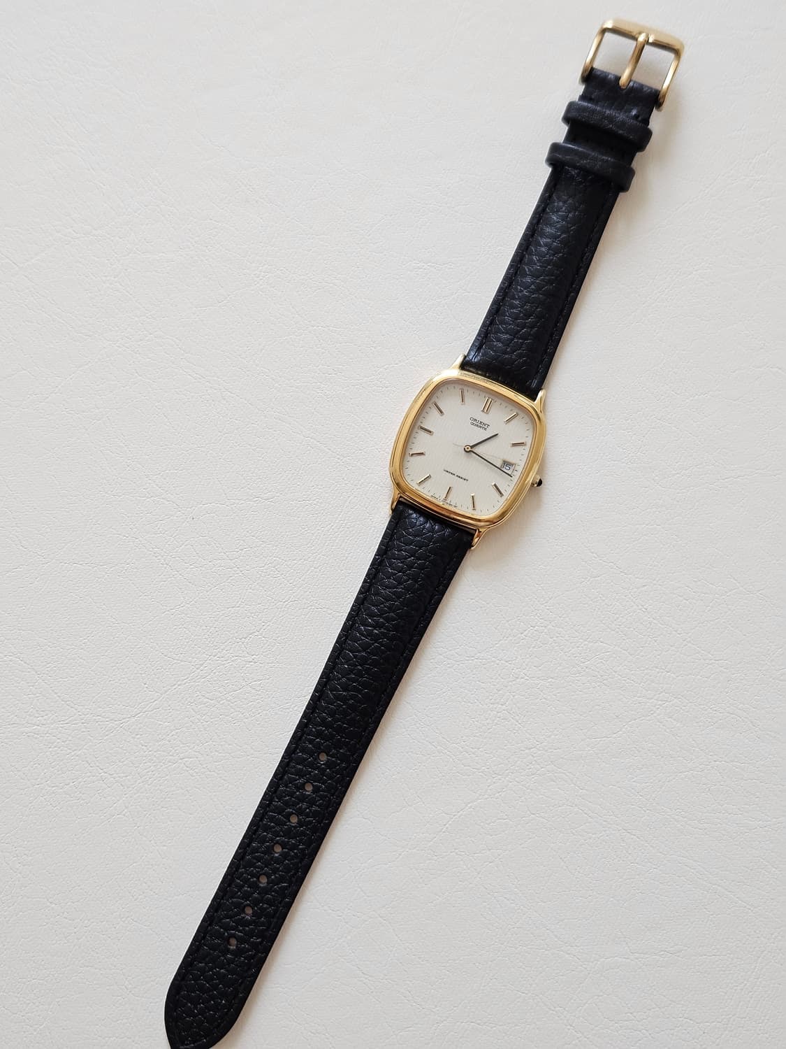 빈티지 오리엔트 쿼츠 금장 가죽 시계 상품이미지5