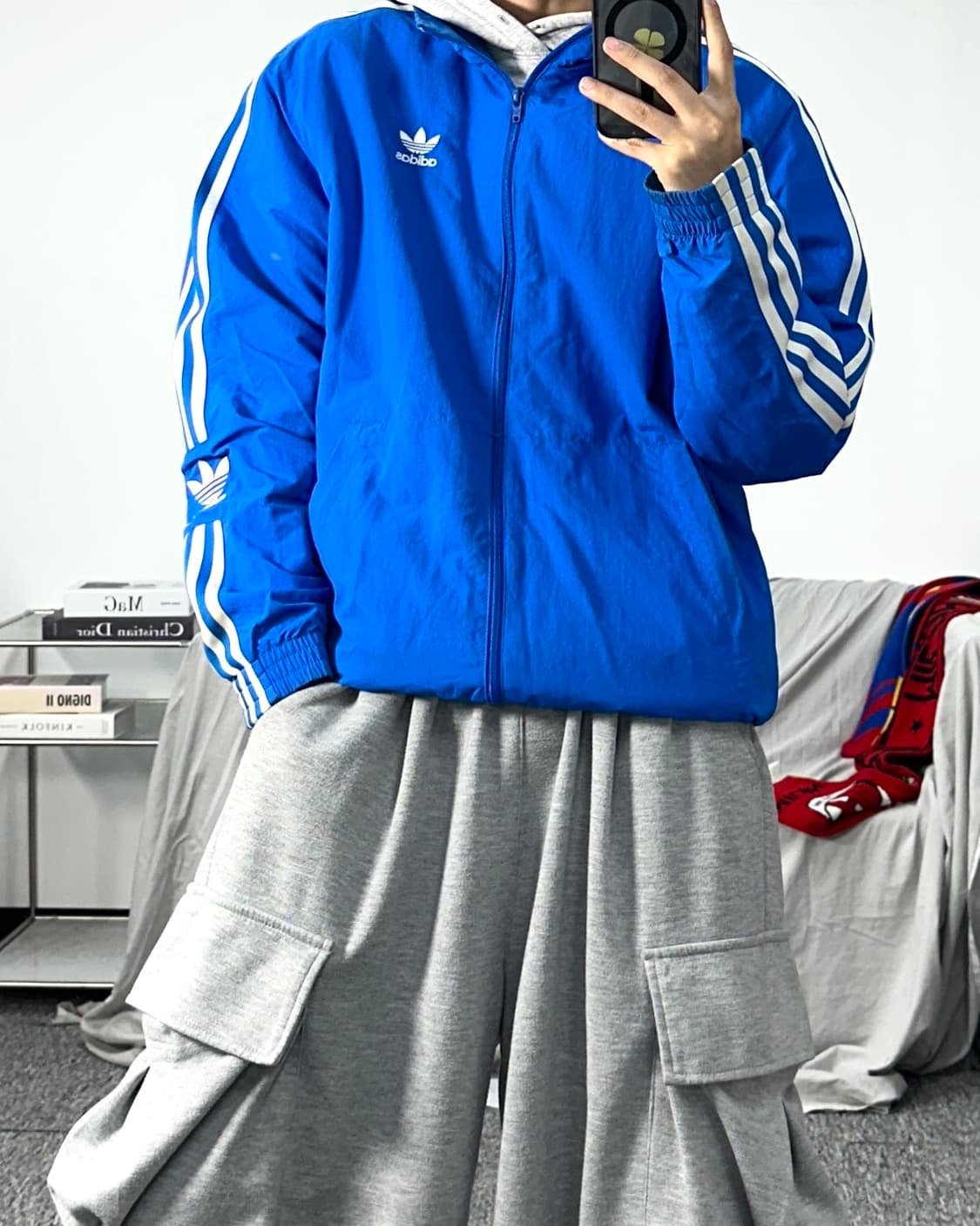 아디다스 블루 락업 트랙탑 바람막이 L 상품이미지3