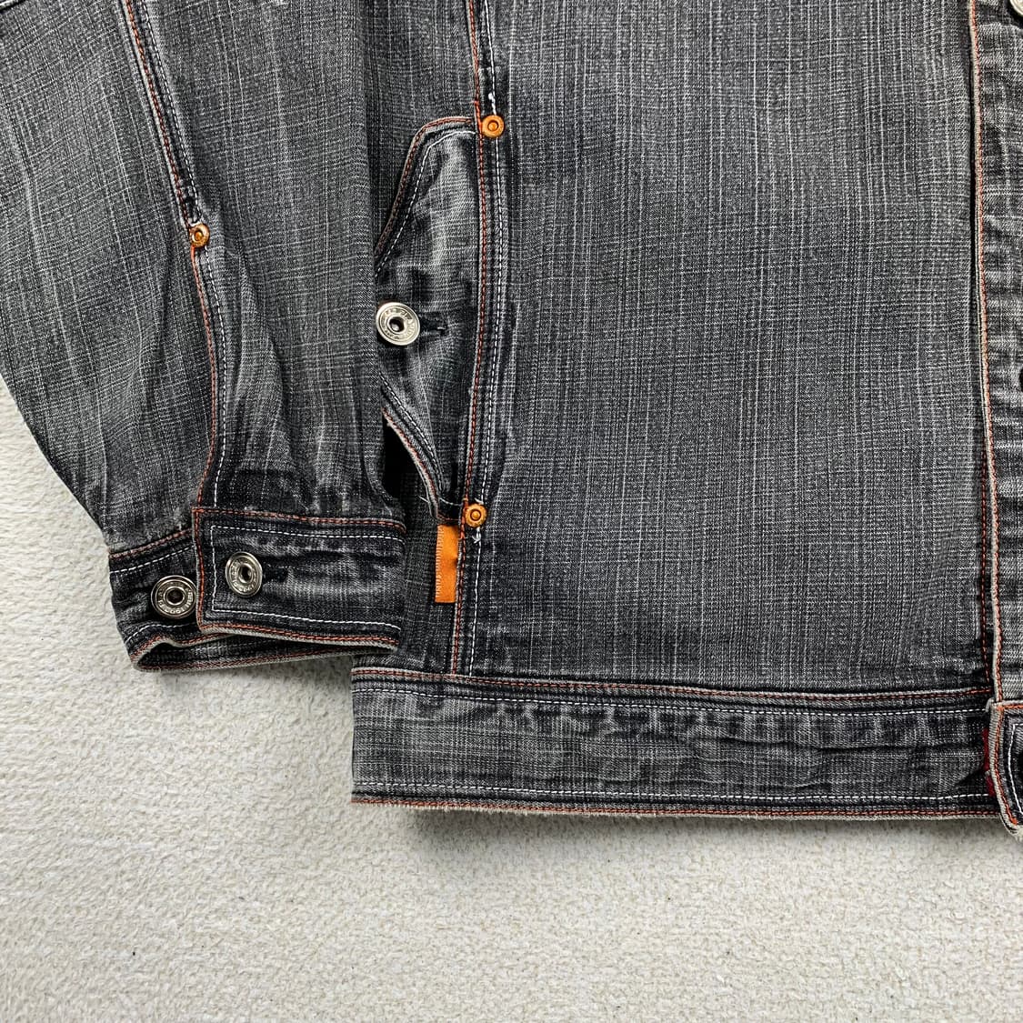 90s 플래티넘 후부 팻알버트 흑청 데님 자켓  상품이미지7