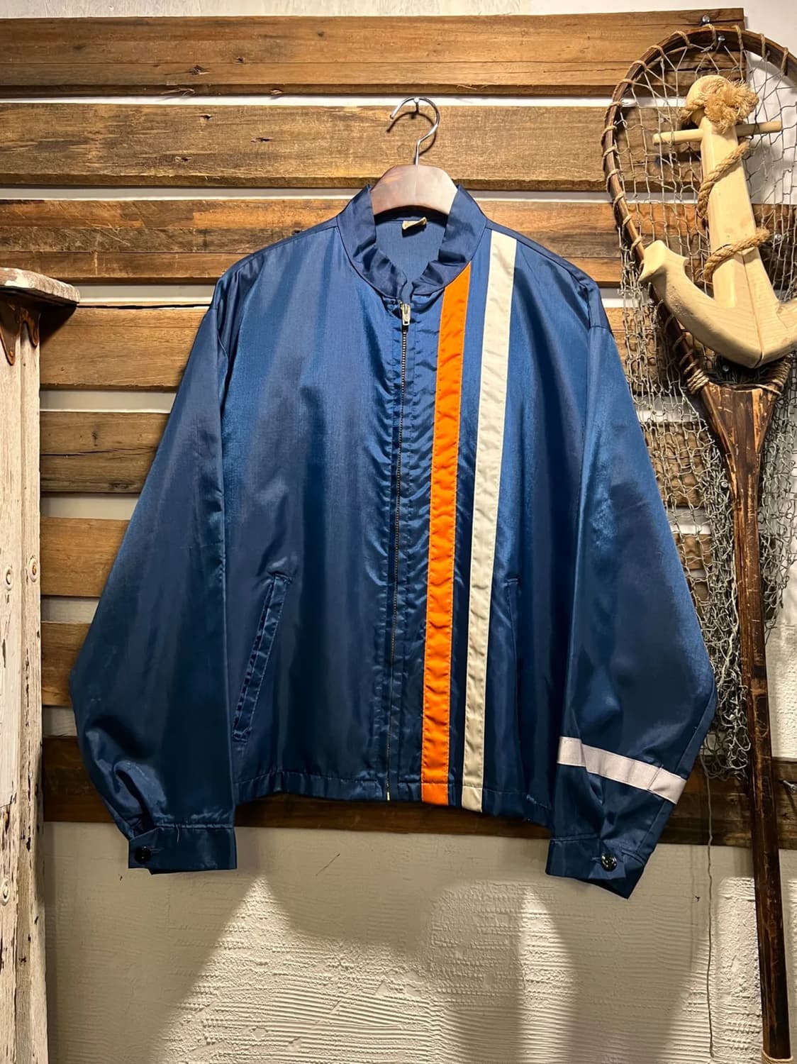 [XL]70's Made in USA 레이싱 스트라이프 나일론 코치자켓 상품이미지1