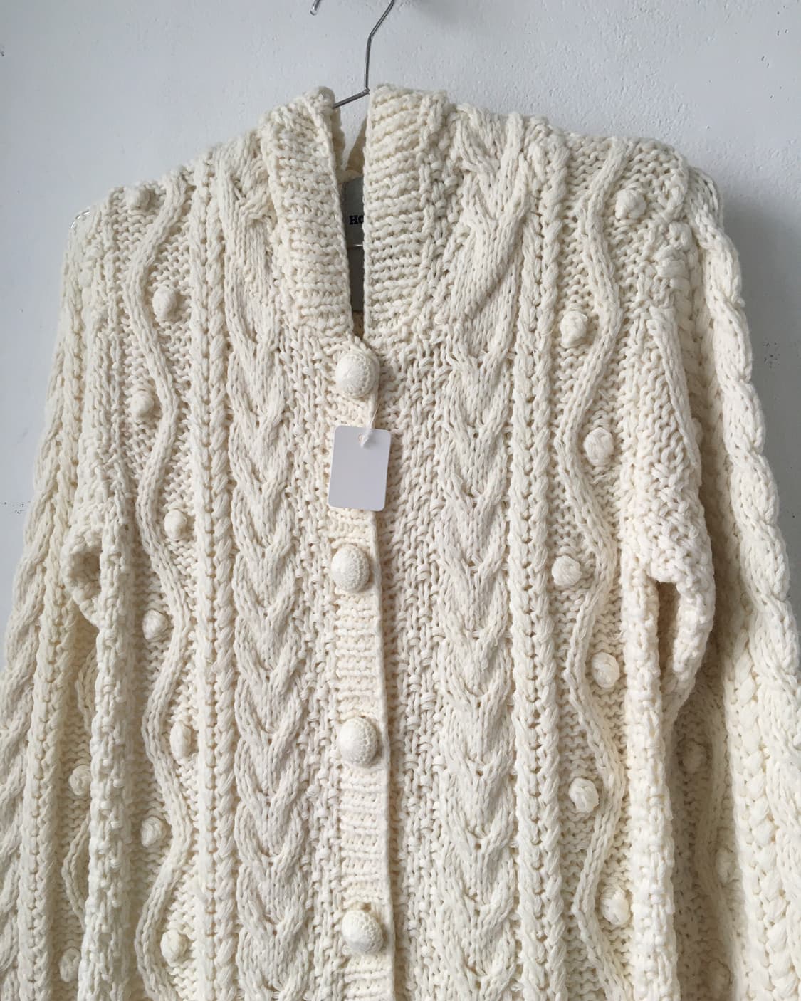 Pompom point knit hood cardigan 상품이미지4