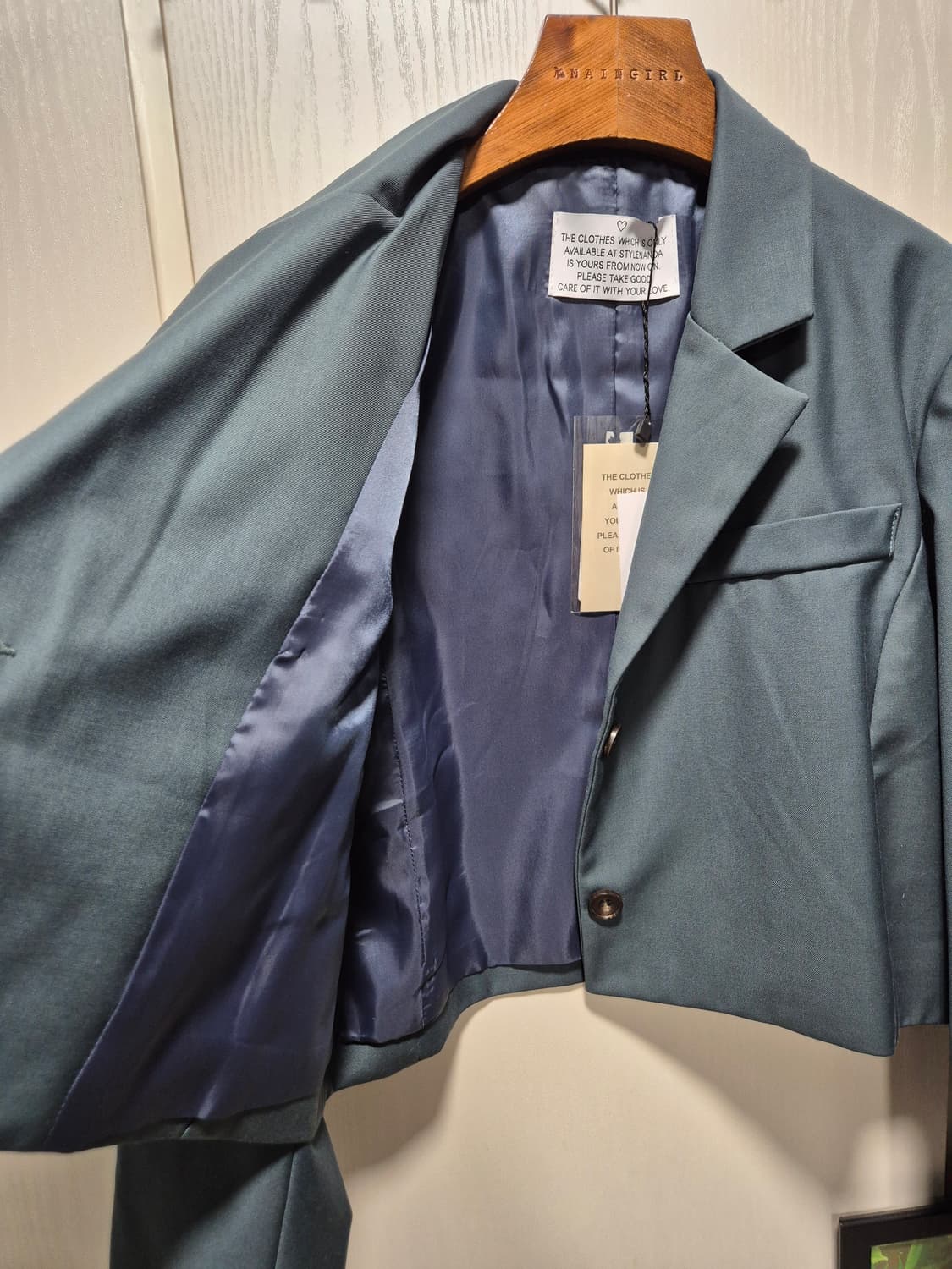 (타임세일)(새상품)스타일난다 크롭 자켓 청록카키 상품이미지5