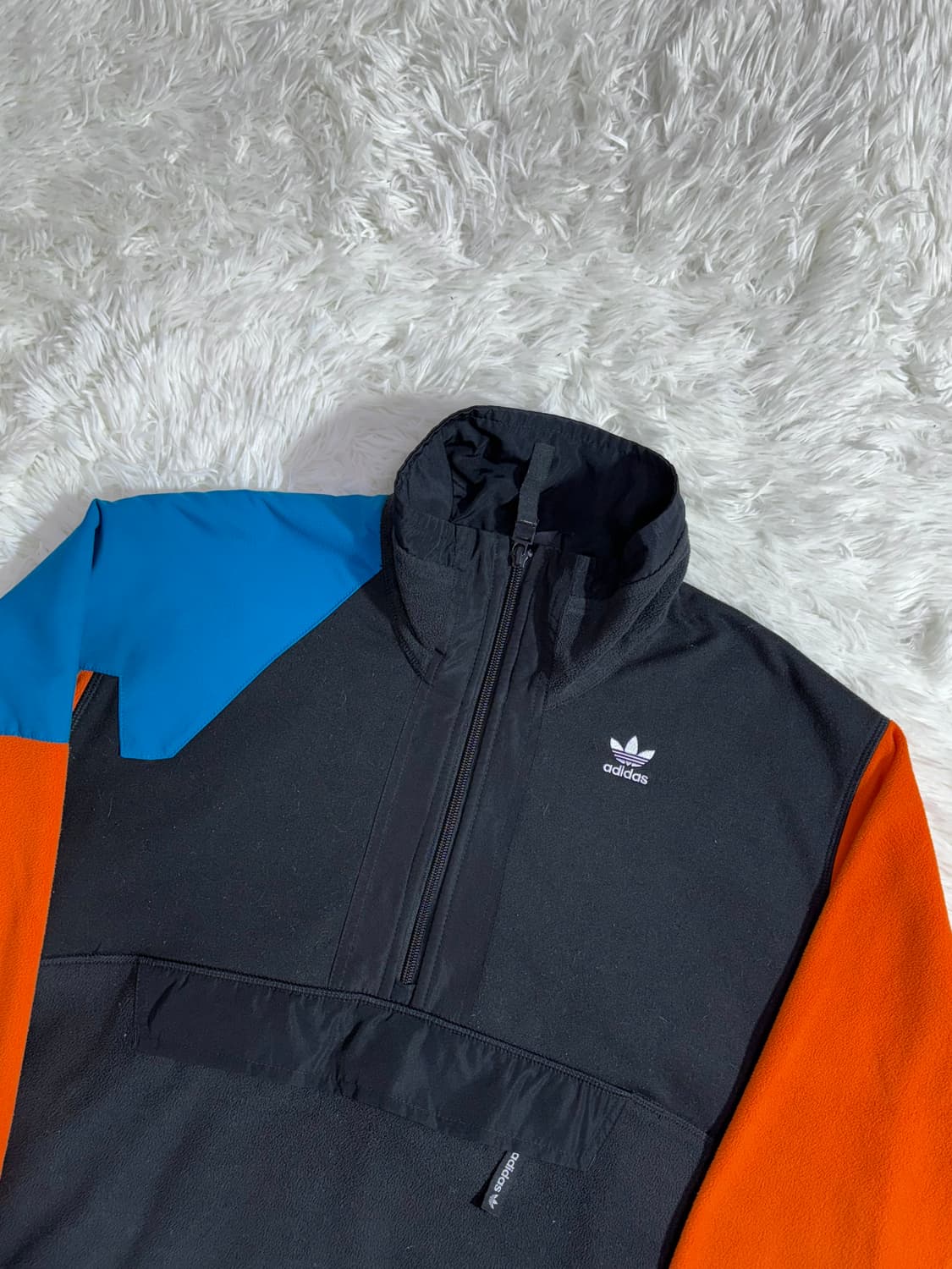 아디다스 빅로고 블랙 플리스 반집업  상품이미지7