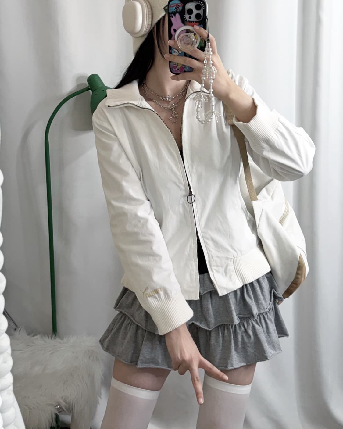 푸마 화이트 빅 카라 투웨이 집업 자켓 상품이미지5