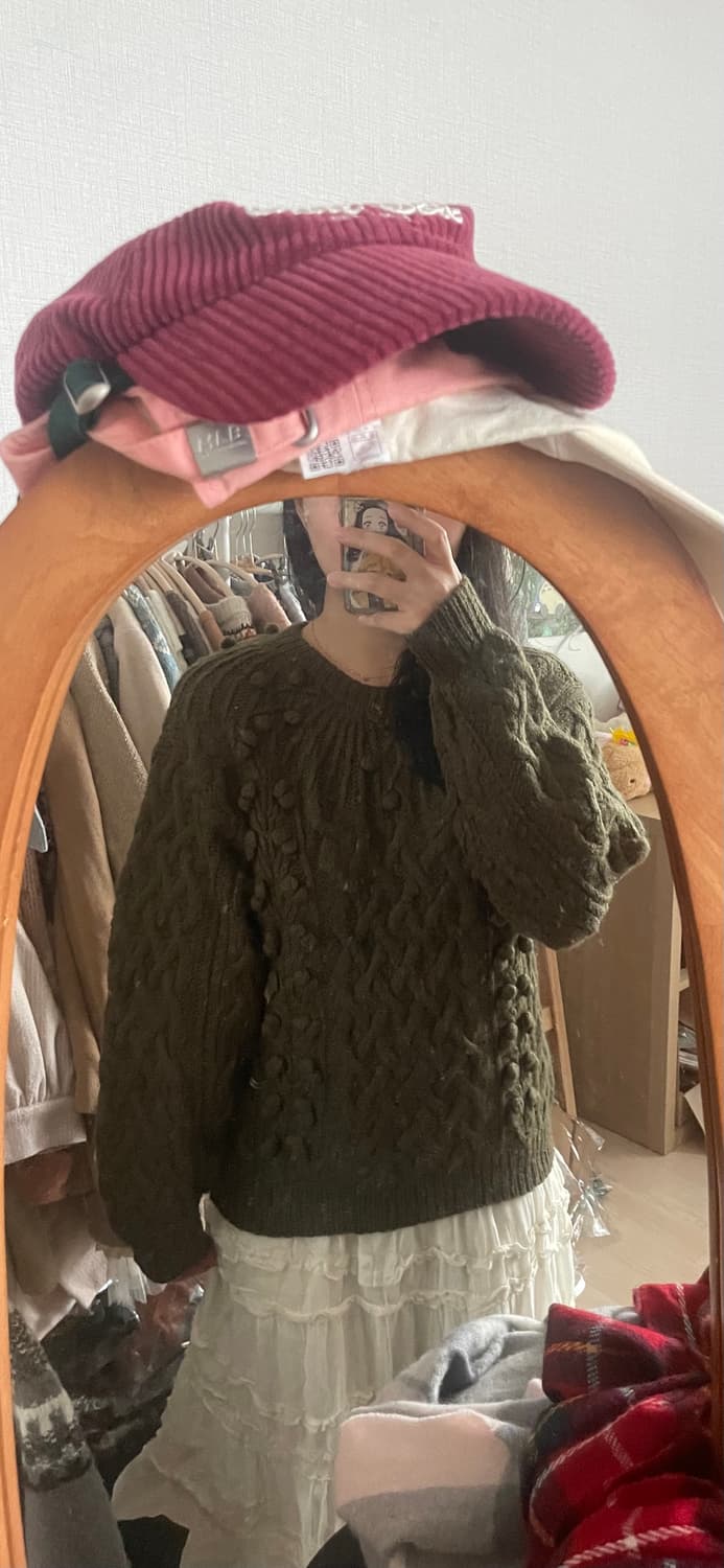 모리걸 빈티지 말차 폼폼이 울 니트 💚🍵 상품이미지5