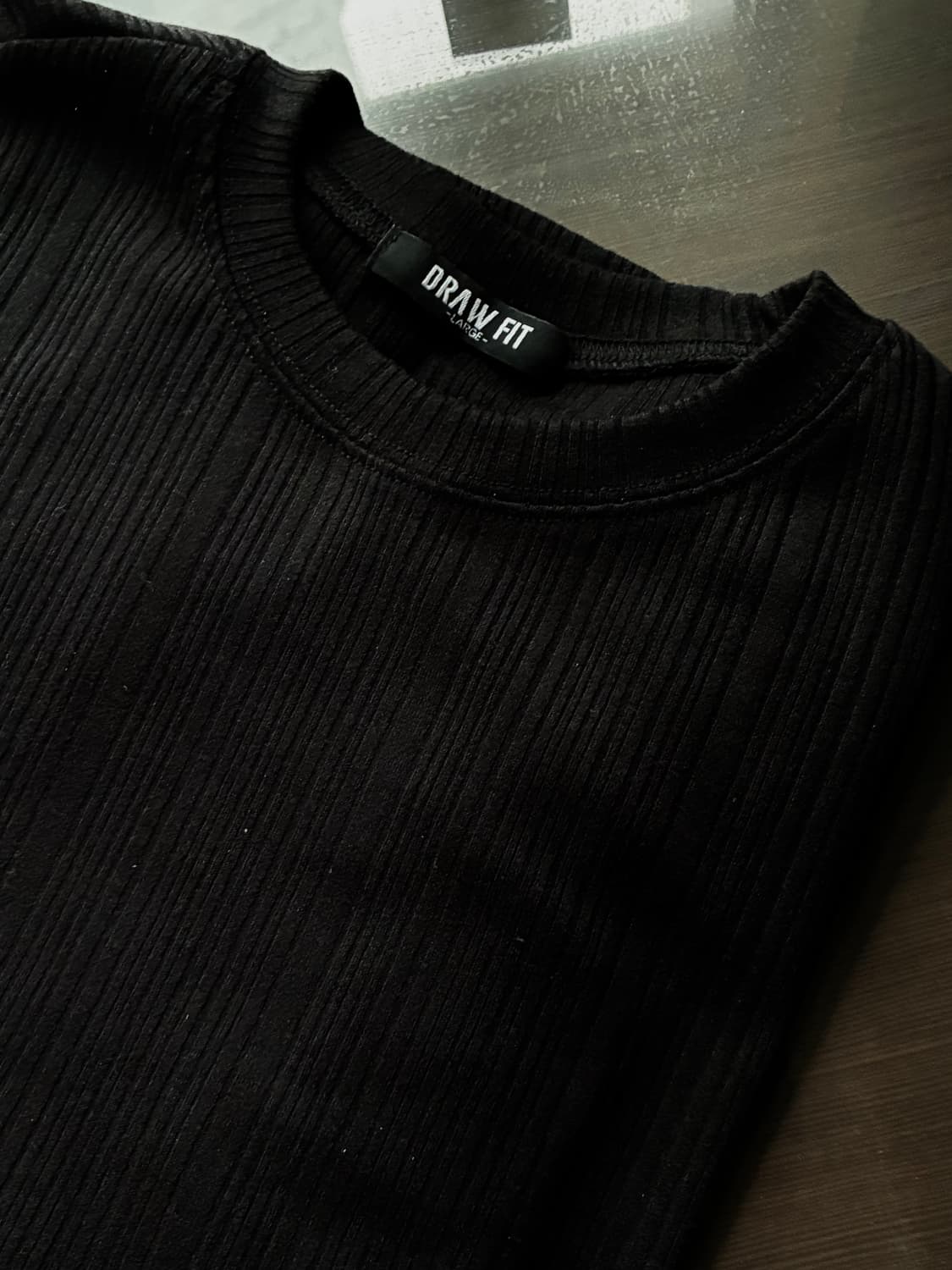 (L) 드로우핏 포멀릭 리브드 티셔츠 [BLACK] 반팔 판매 상품이미지8