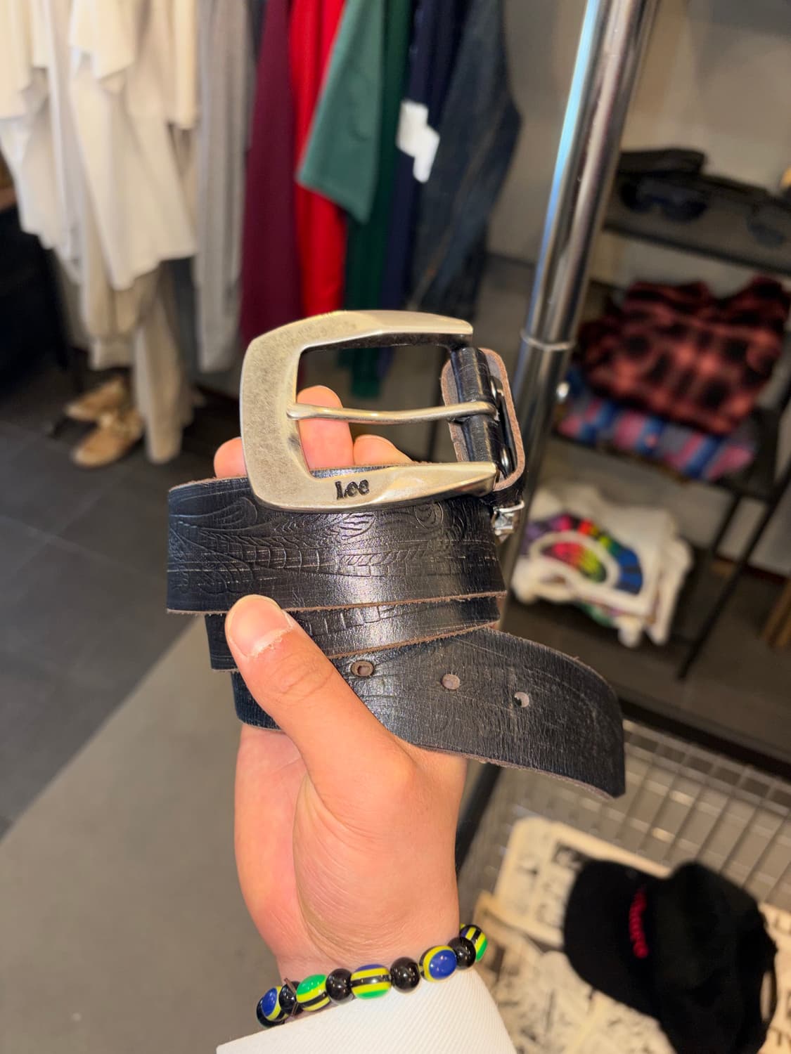 Old Lee buckle logo western leather belt 상품이미지3