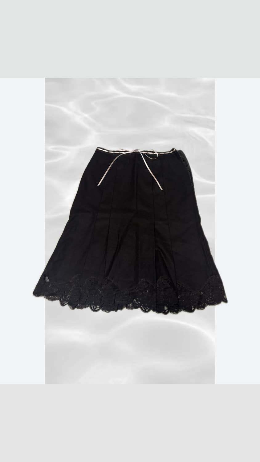 핑크 브라운 레이스 미디스커트 라떼갸루  상품이미지1