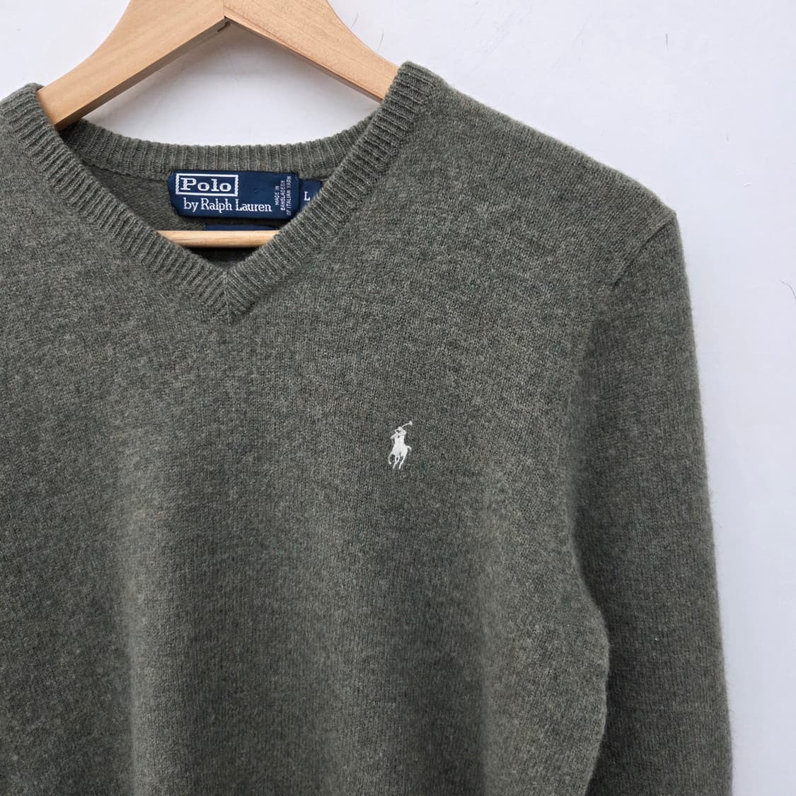 폴로 랄프로렌 브이넥 니트 카키색 여L 상품이미지3