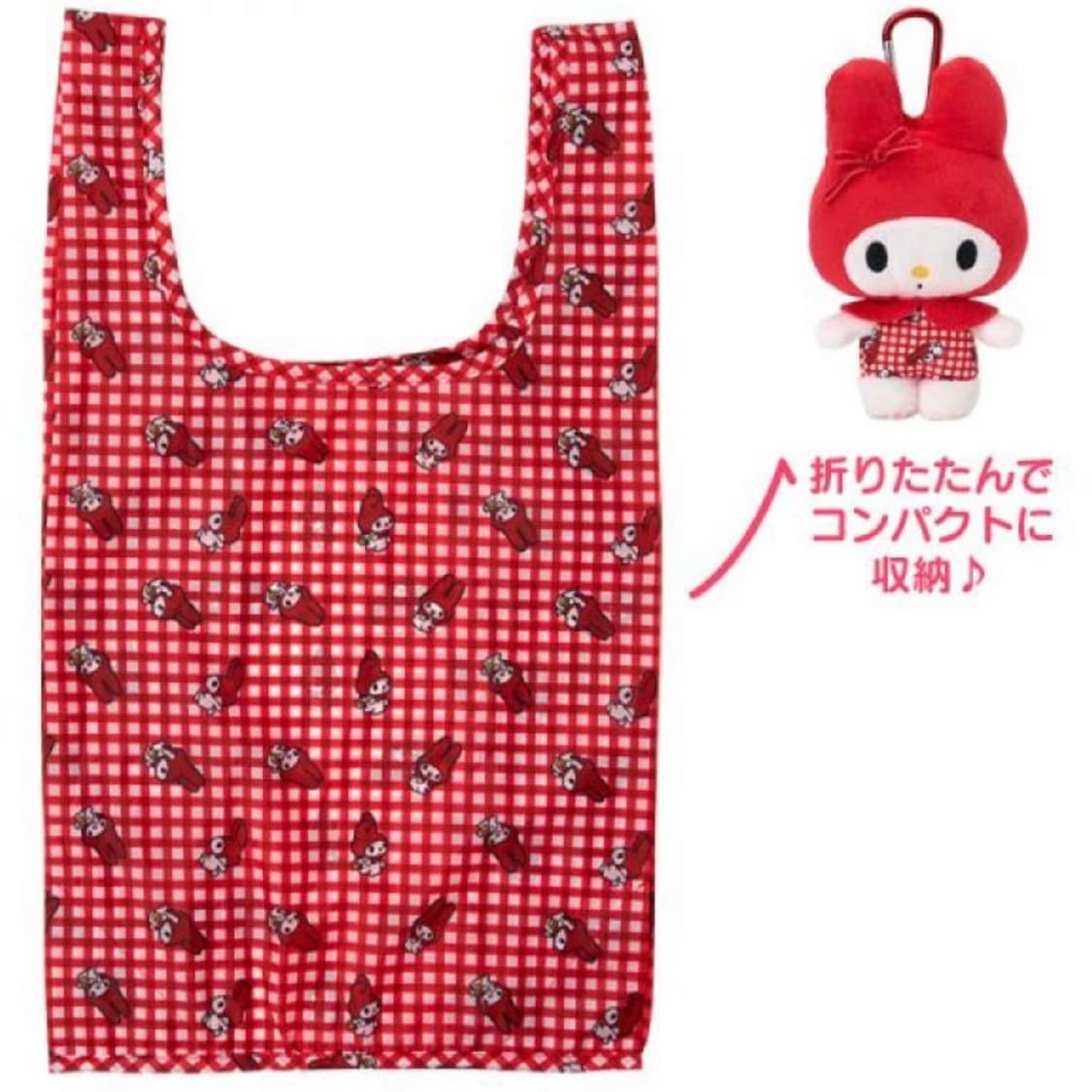 마이멜로디 그리운 레드체크 마스코트 인 에코백 상품이미지1