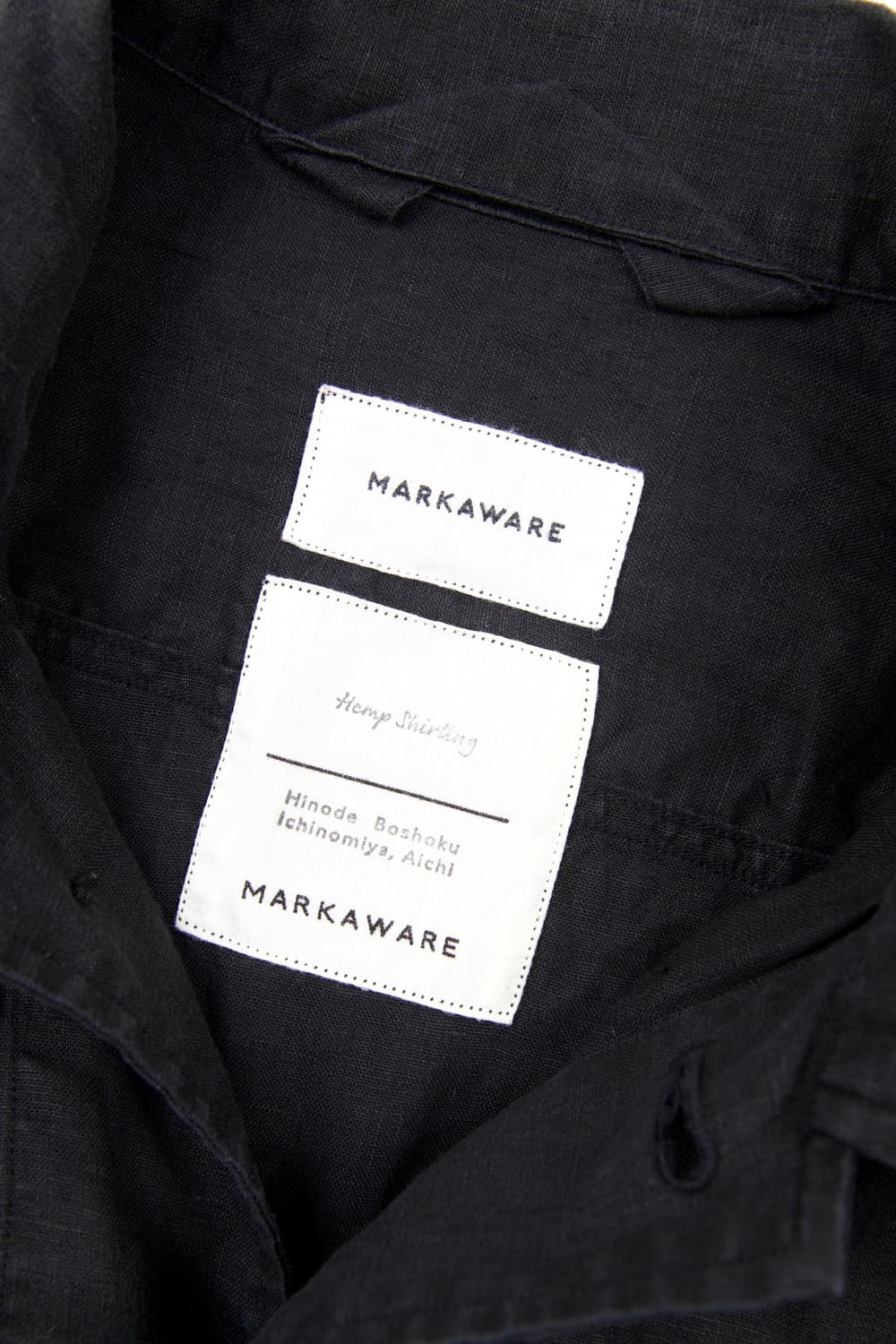 Markaware 햄프 셔팅 정글 퍼티그 오픈칼라 숏슬리브 셔츠 블랙 상품이미지3