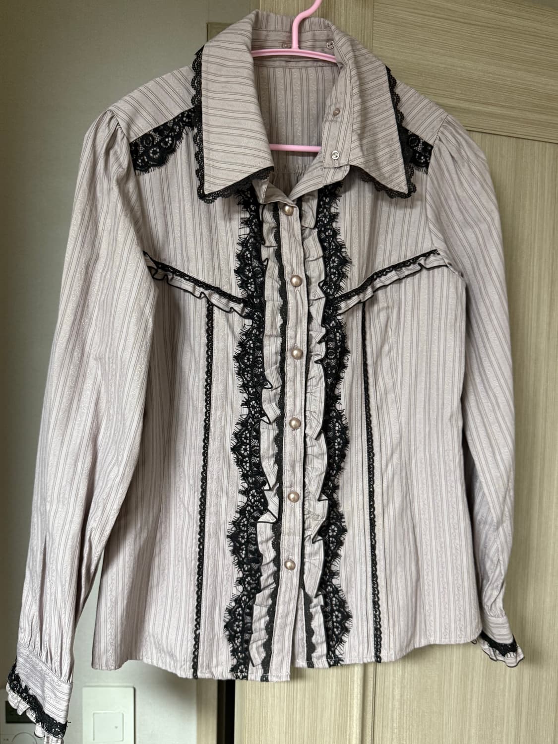 엑시즈팜 레이스 퍼플 지뢰계 양산형 셔츠 상품이미지1