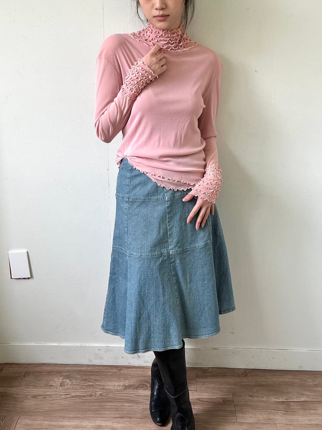 Witn you 인디핑크 프릴넥 터틀넥 상품이미지5