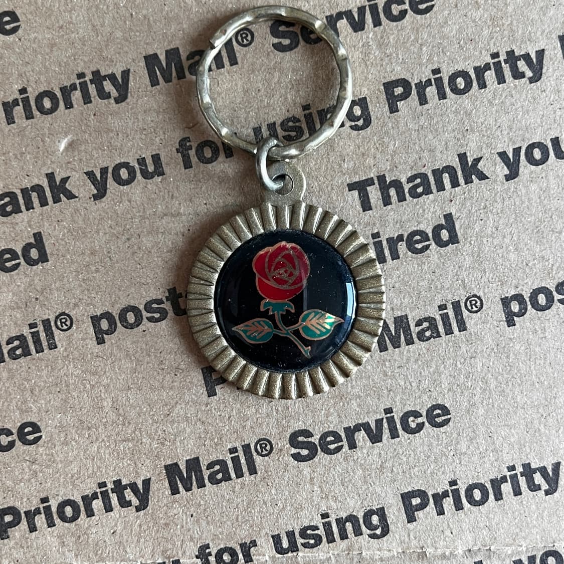 90s vtg Red Rose Metal Keyring 상품이미지1