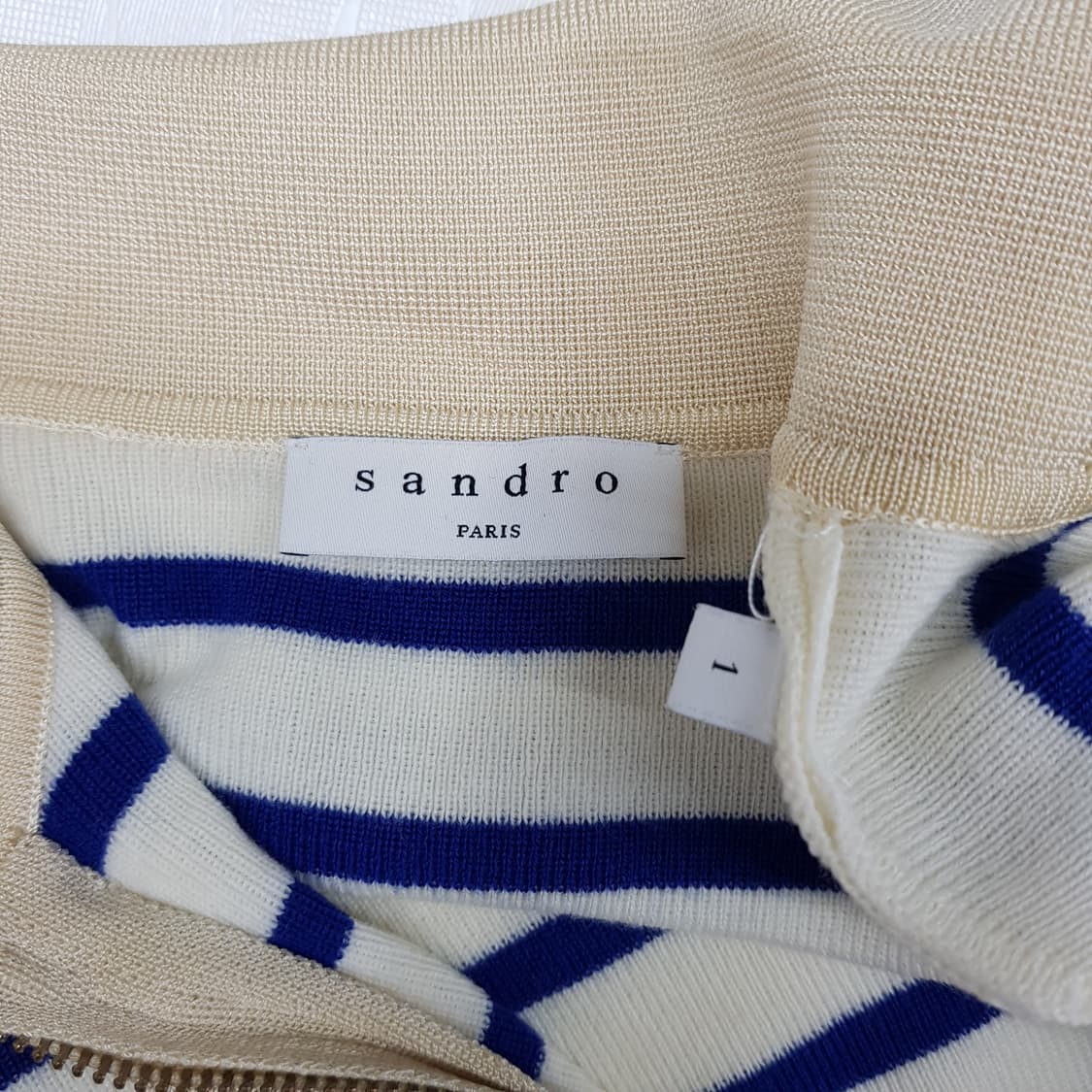 Sandro 산드로 스트라이프 집업 카라 니트 1사이즈 상품이미지6