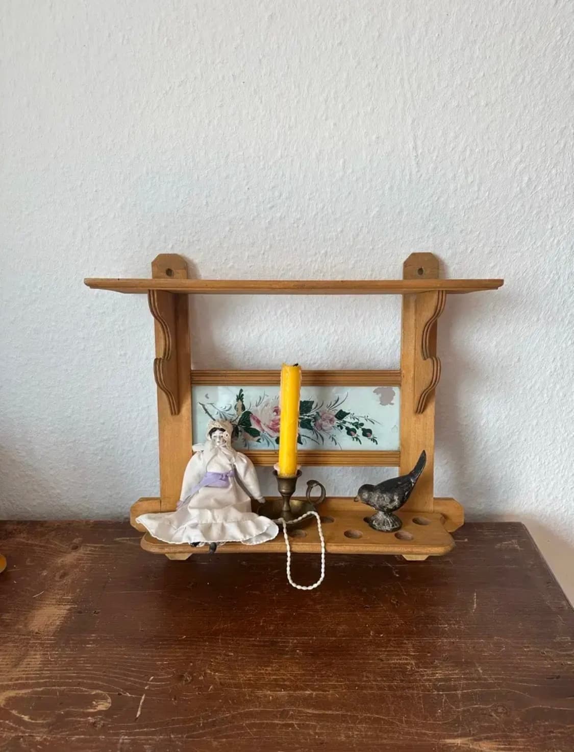 독일)빈티지 우드 장미 벽선반 상품이미지1