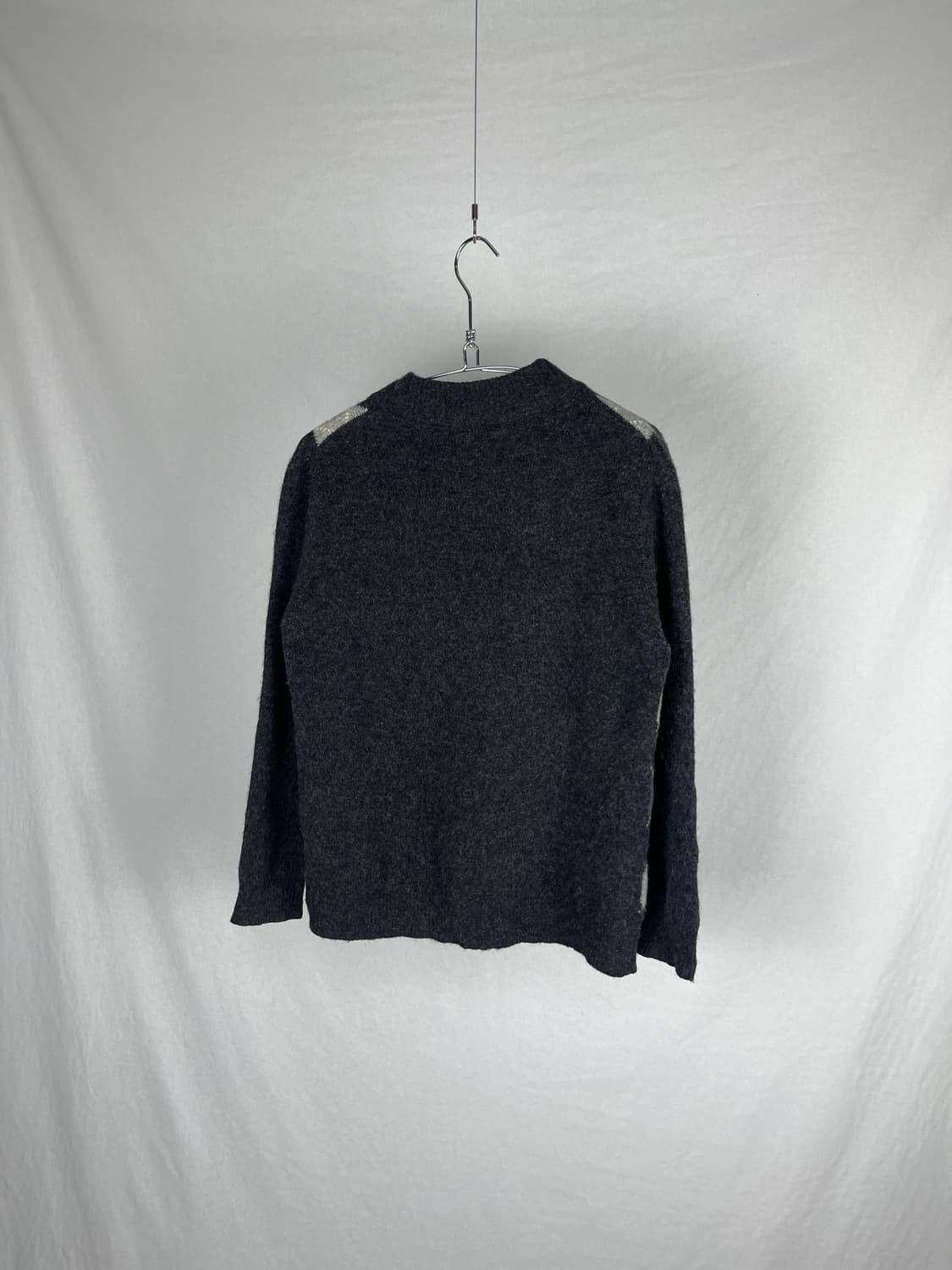 Vintage 아가일 패턴 울 니트 집업 상품이미지3