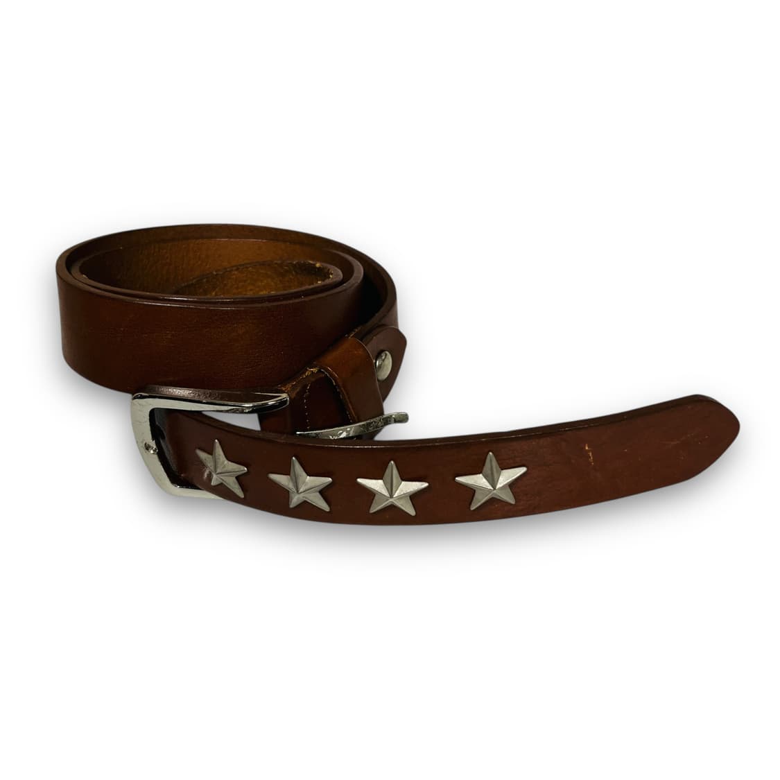 Western Brown Leather Star Stud Belt 상품이미지1