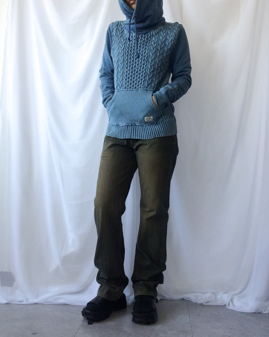 Neck line point cable knit hood 상품이미지9