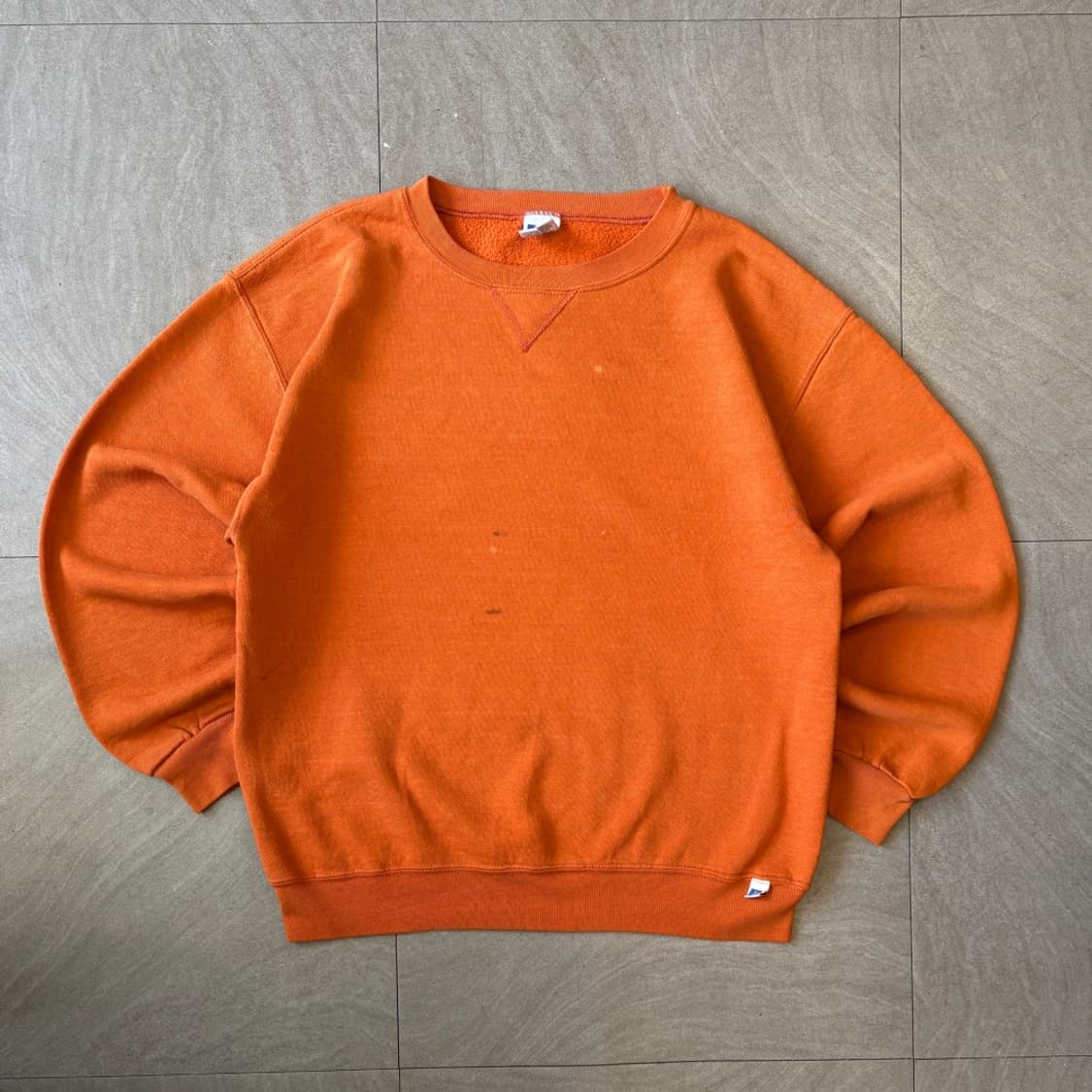 90s 90년대 멕시코 생산 러셀 블랭크 오렌지 스웻셔츠 상품이미지1