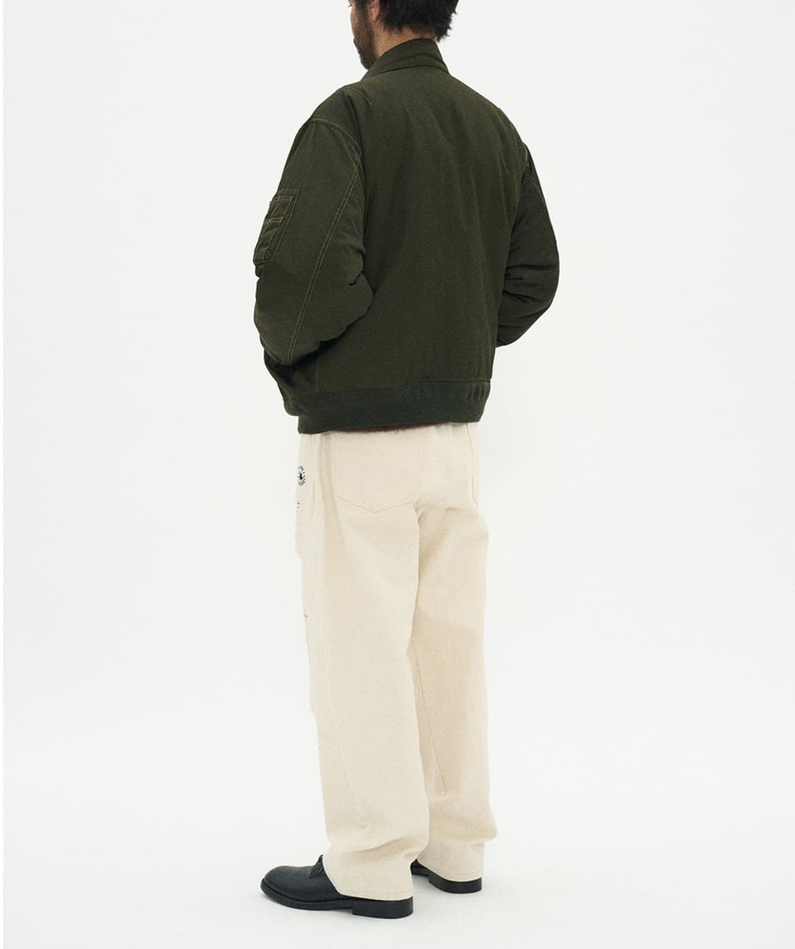 새상품(M)파르티멘토 신슐레이트 빈티지 워시드 MA-1 블루종 카키 상품이미지4