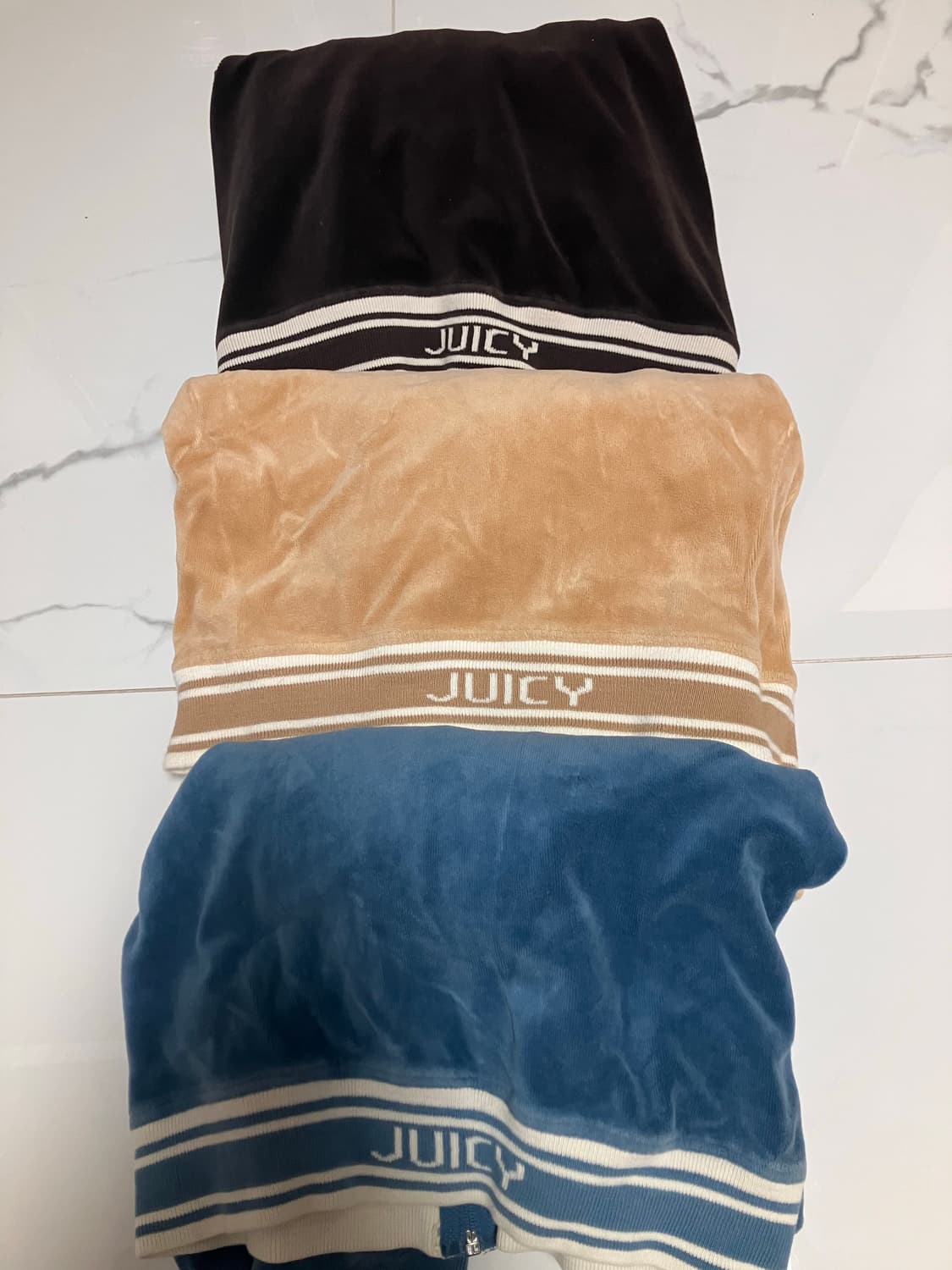 Y2K 쥬시꾸뛰르 벨벳 후드집업 S 스트라이프 상품이미지6