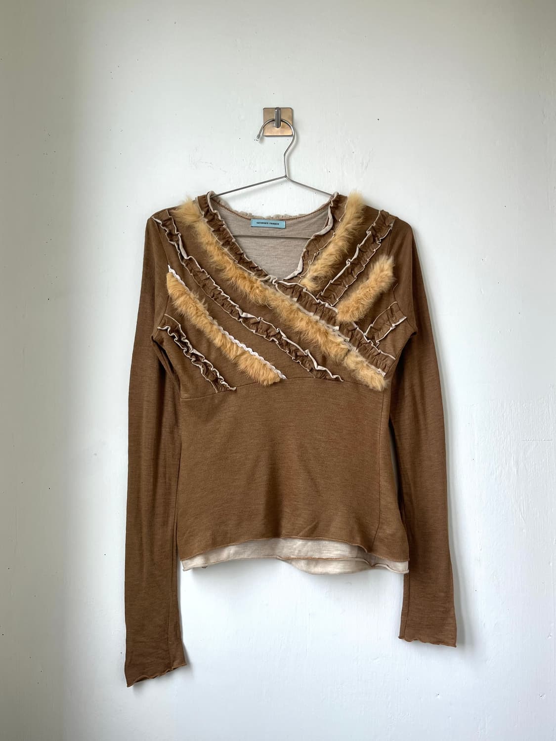 Fur trimming top 상품이미지2