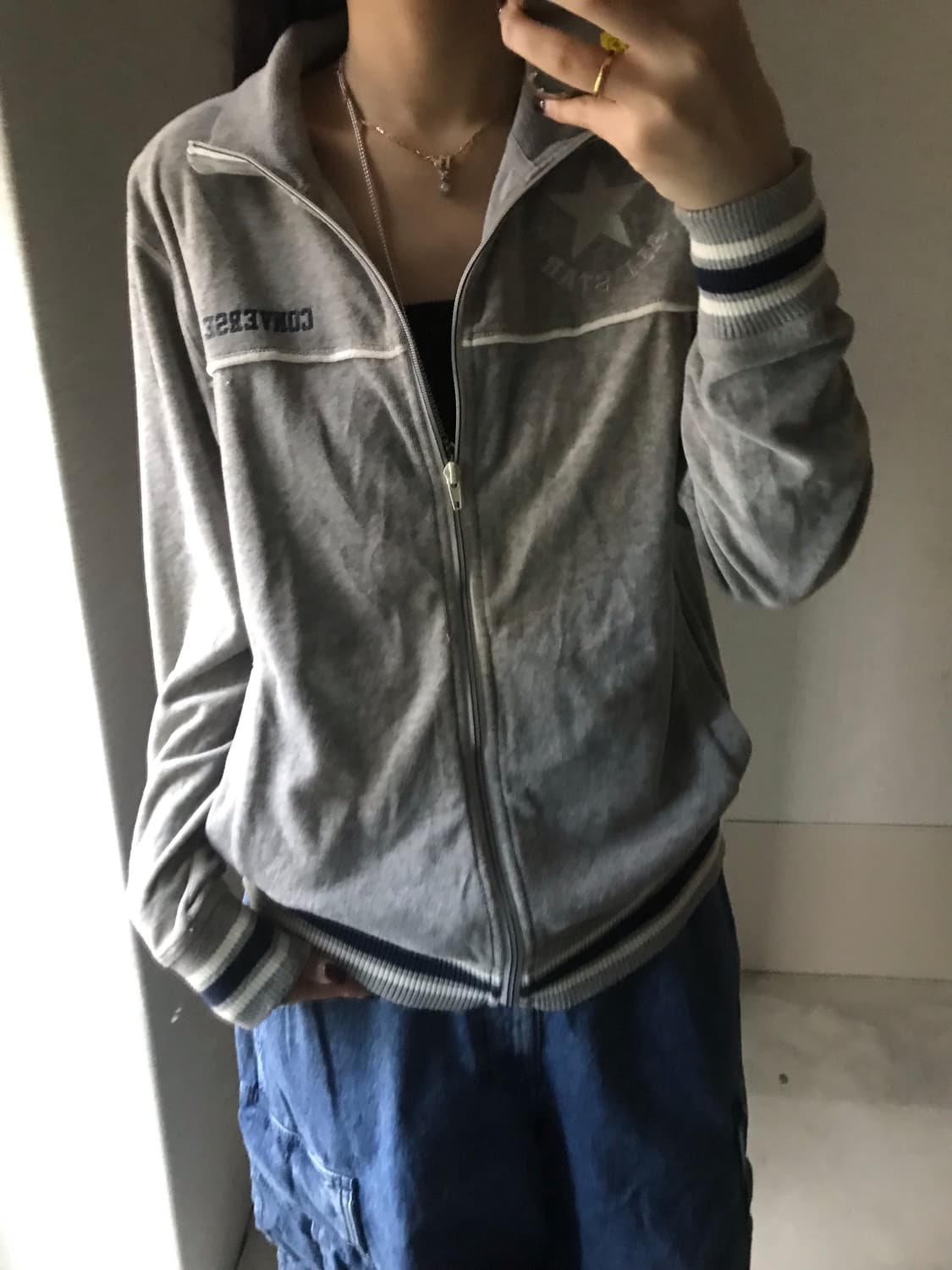 컨버스 그레이 벨벳 스타집업 상품이미지2