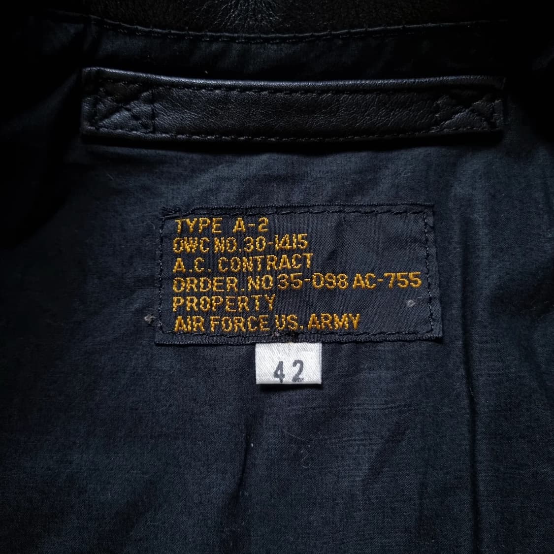 jpn 90s Head Quarter A-2 플라이트 자켓 블랙 42sz 상품이미지7