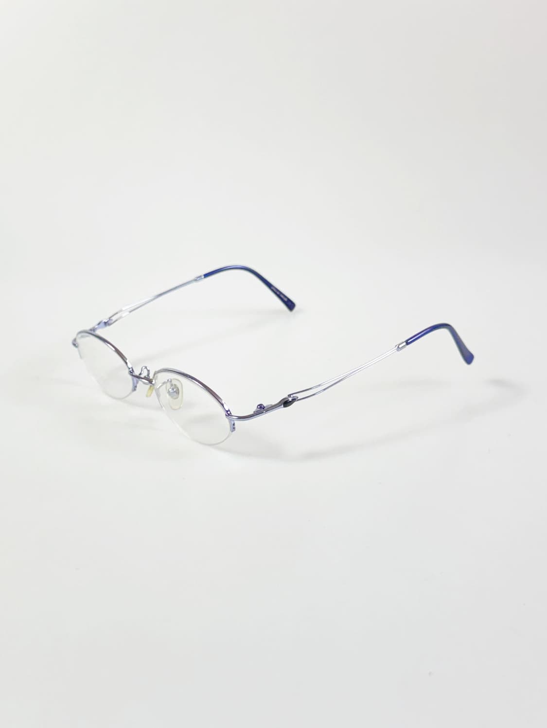 InToo 슬림 오벌 반무테 라이트 블루 메탈 빈티지 안경 상품이미지3