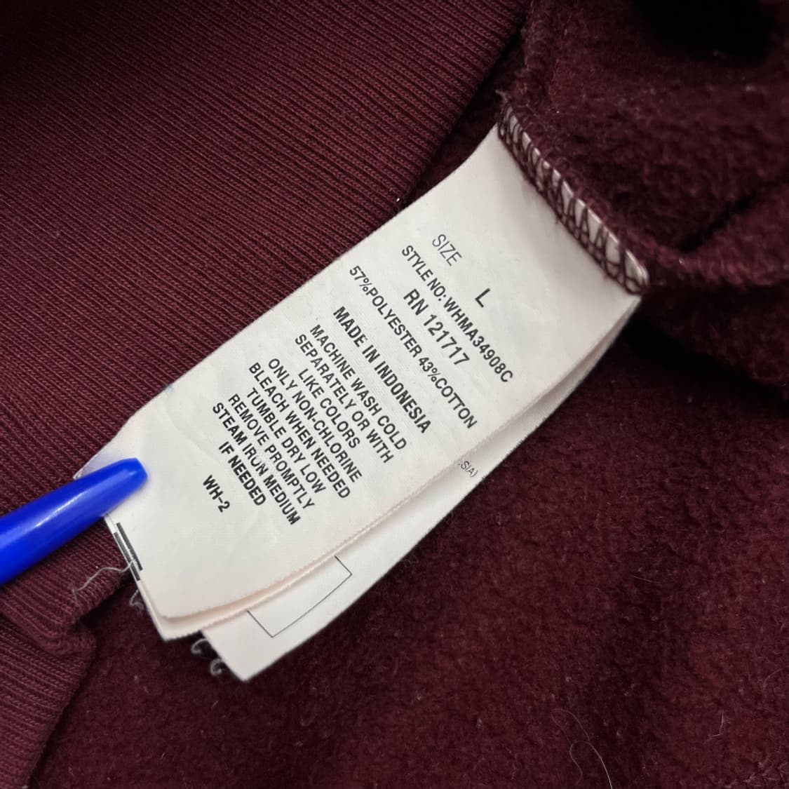 후아유 베이비블루 센터로고 와인 후드집업 XL 상품이미지5