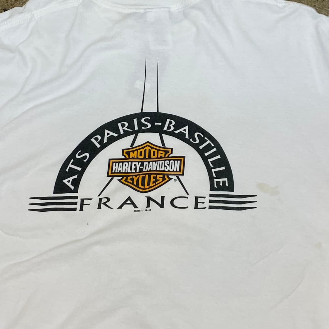 미국 빈티지 할리데이비슨 파리 프린팅 레어 반팔티 흰티셔츠 상품이미지7