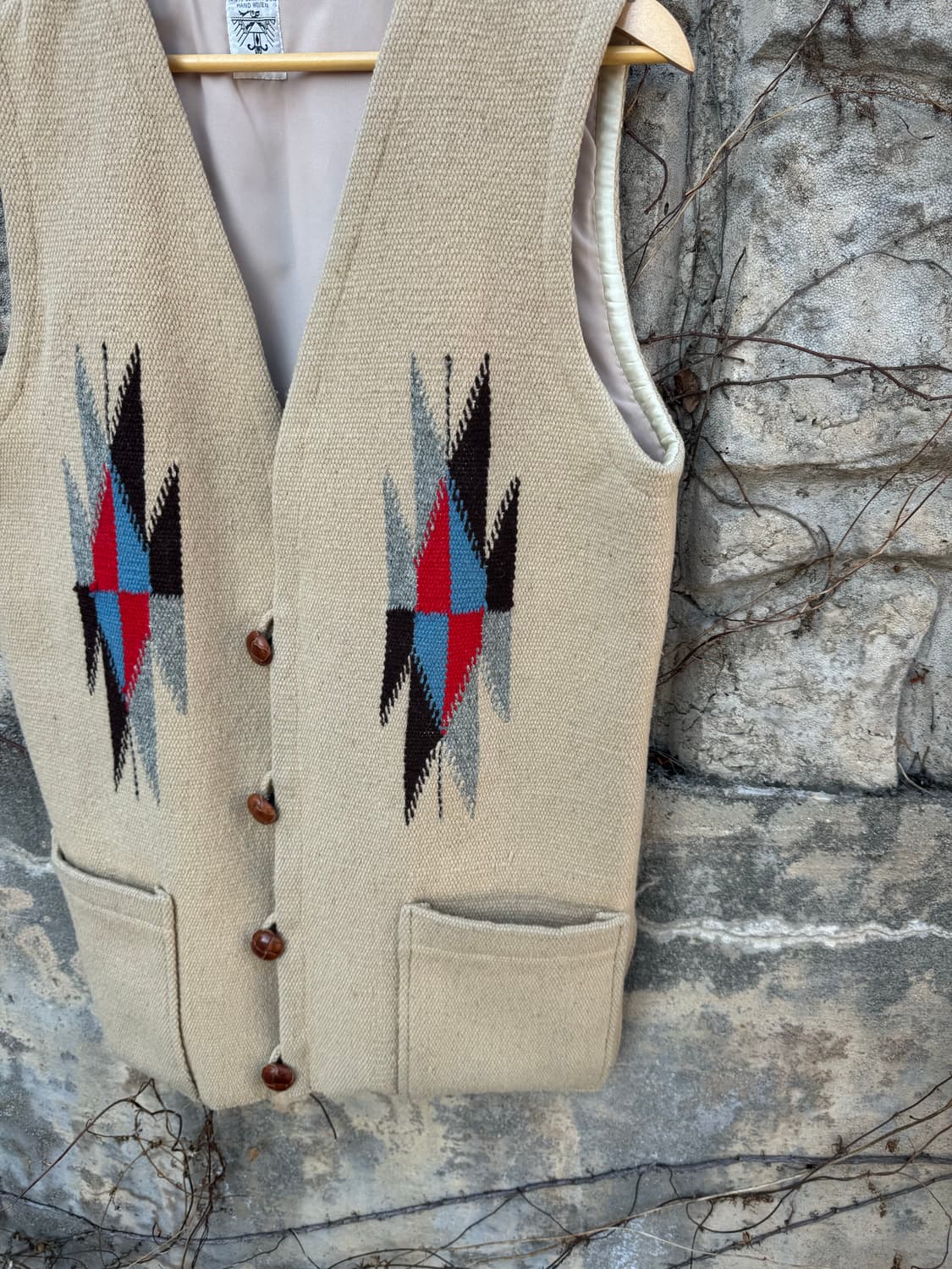 90s 오르테가 핸드 우븐 울 치마요 베스트 나바호 웨스턴 조끼 상품이미지3