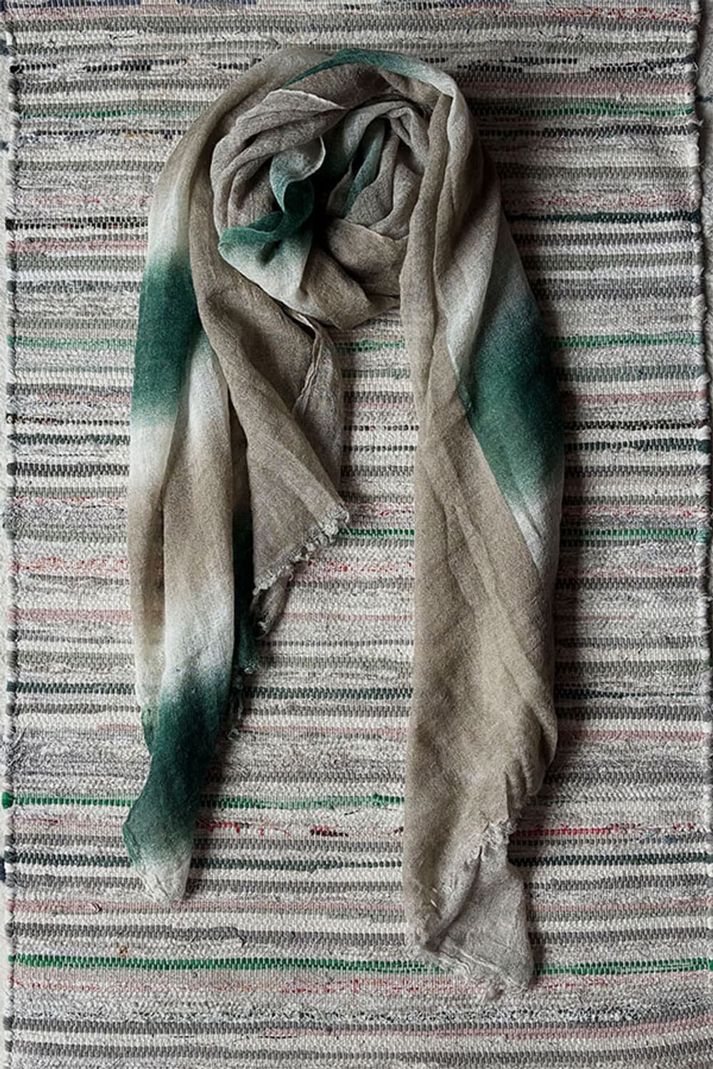 Beige & Green Stripe Scarf 상품이미지1