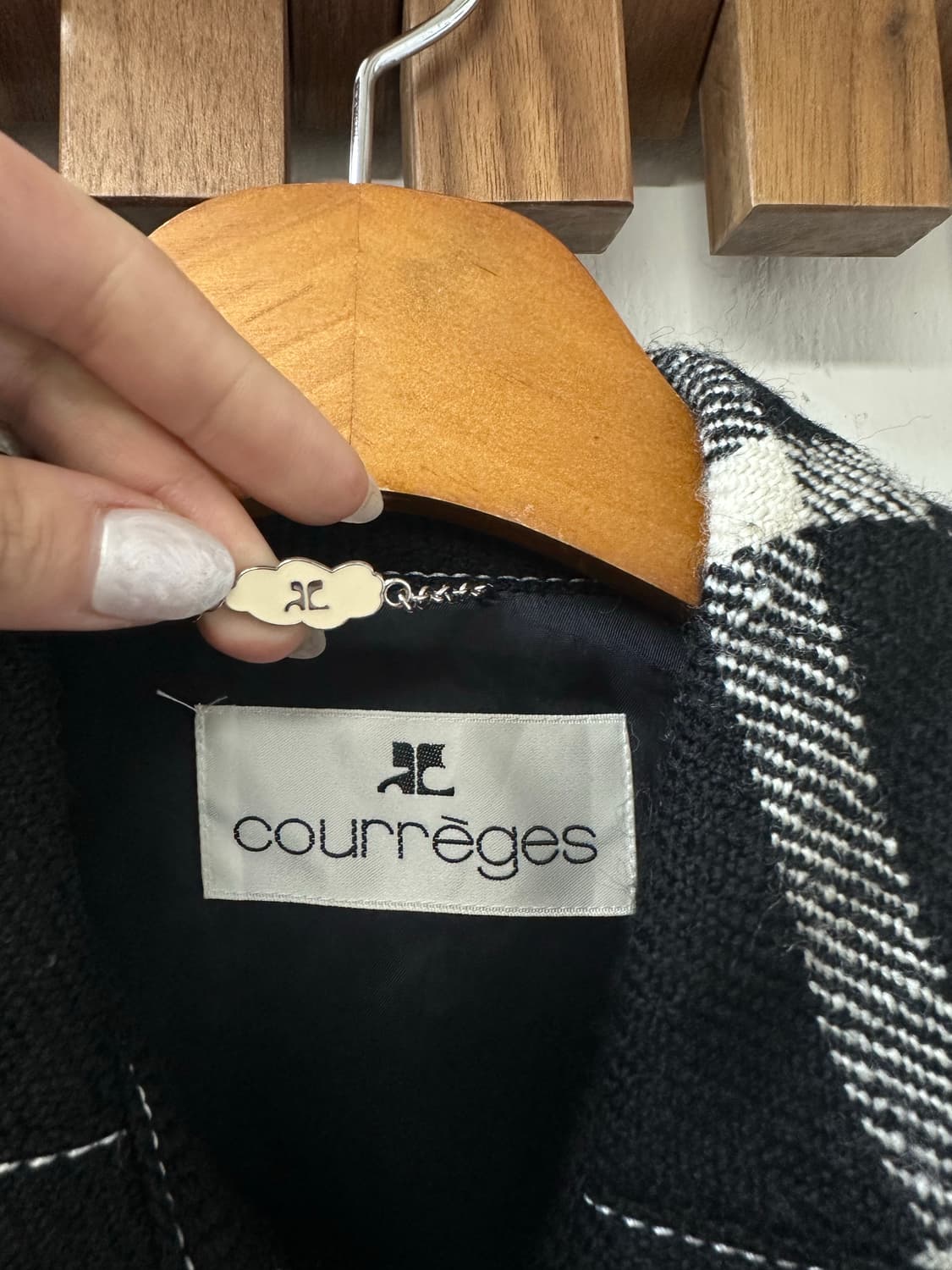 COURRÈGES 꾸레쥬 체크 울100% 더블 코트 japan 상품이미지4