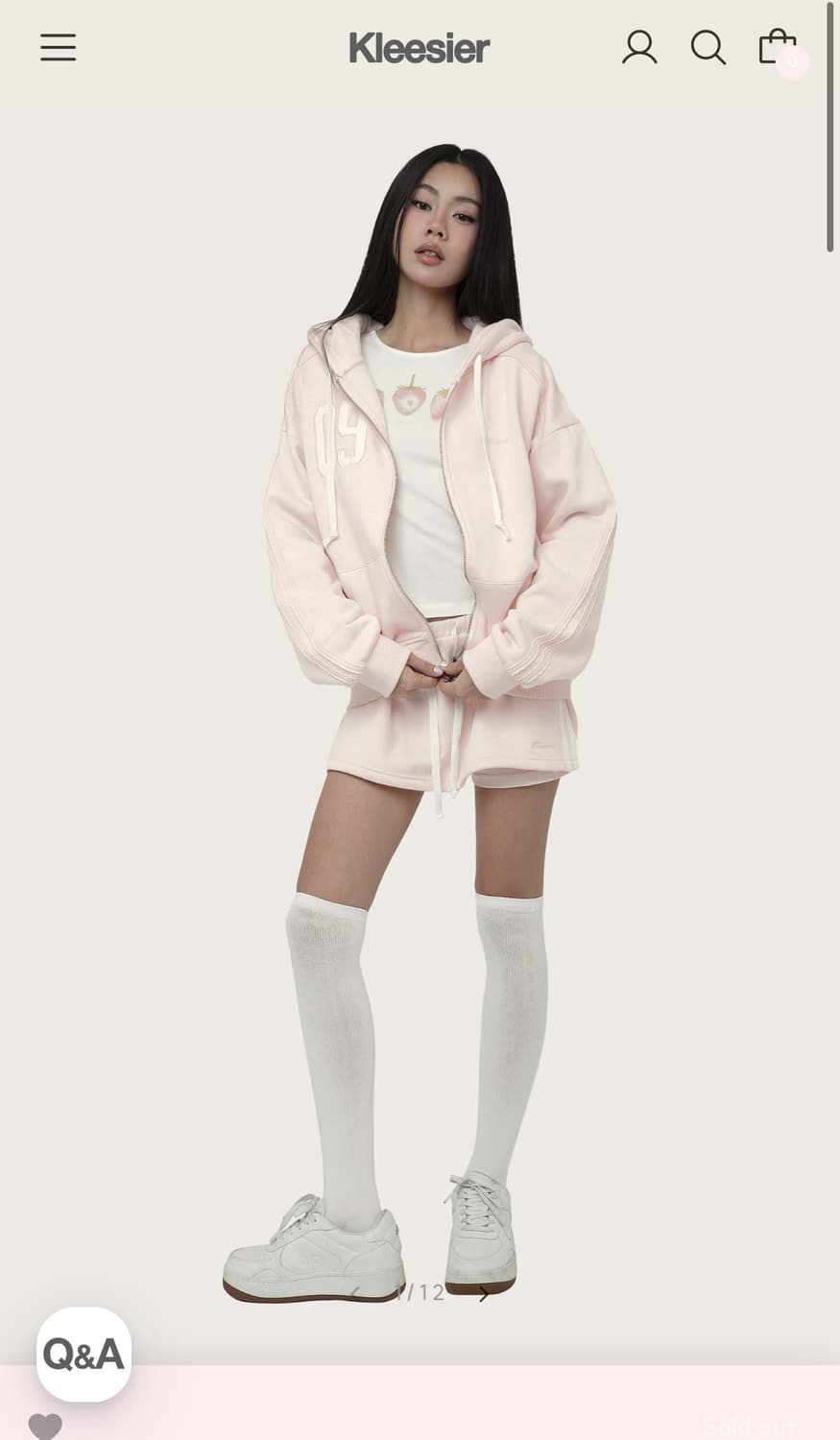 클리시어 09 넘버링 후드집업 핑크 상품이미지2