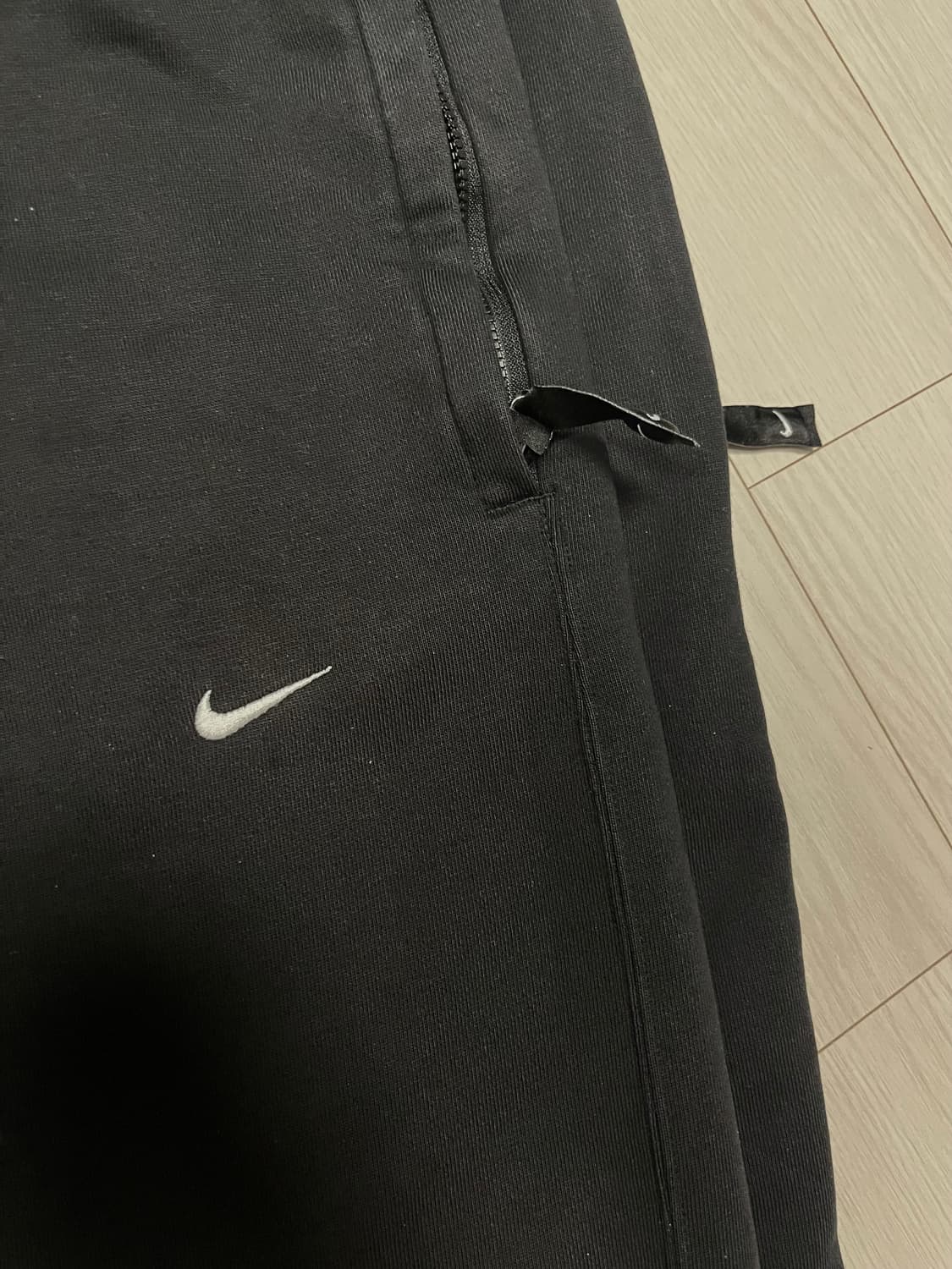 나이키 스우시 오픈 헴 플리스 팬츠 블랙 L 상품이미지5