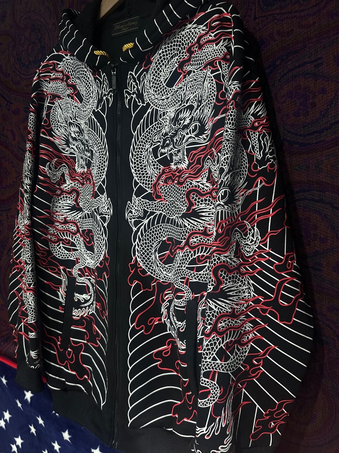 일본 오리엔탈 용프린팅 후드집업 상품이미지3