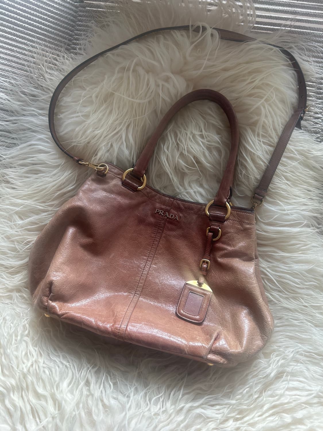 이벤트🤎)) 프라다 빈티지 가죽 토트백 숄더백 브라운 상품이미지1