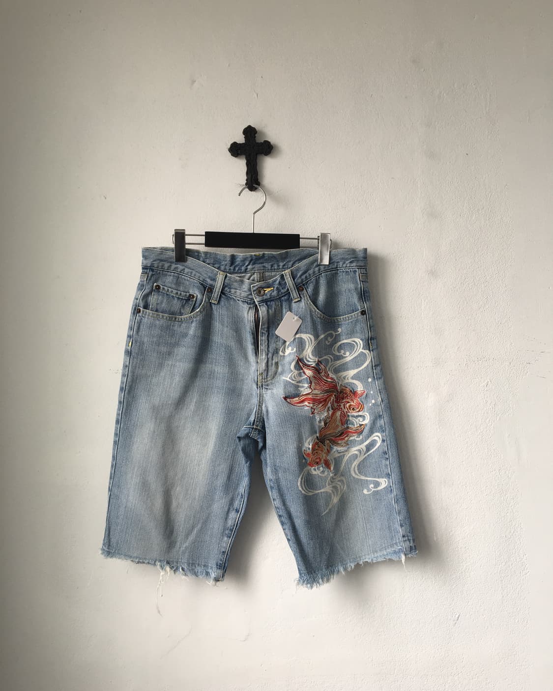 Oriental needle work denim half pants 상품이미지2