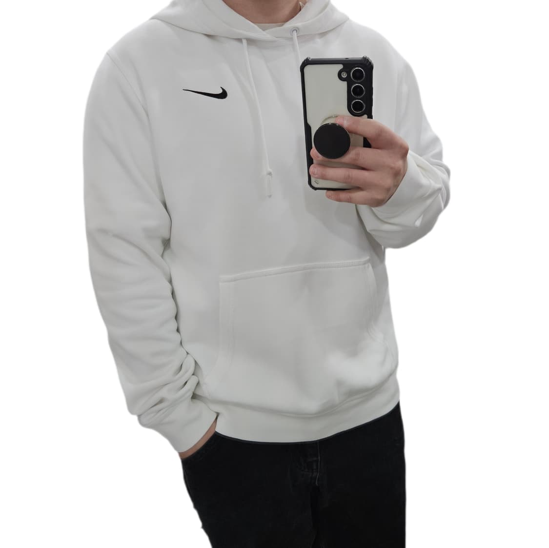 M 95-100 나이키 화이트 스몰스우시 후드티 상품이미지1