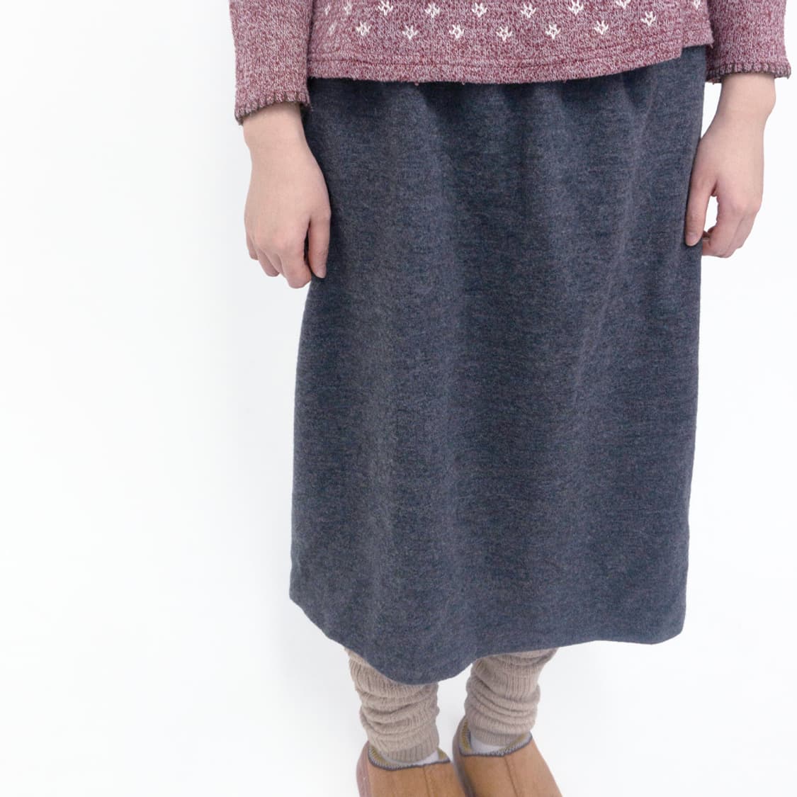 포근 회색 니트 밴딩 스커트 상품이미지1